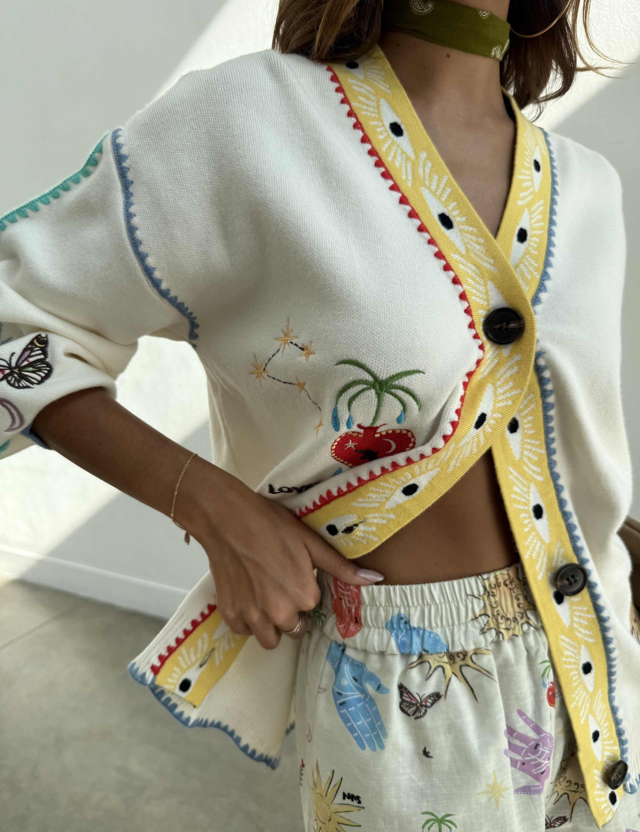 Appliqué Embroidered V-Neck Cardigan 4 of 5