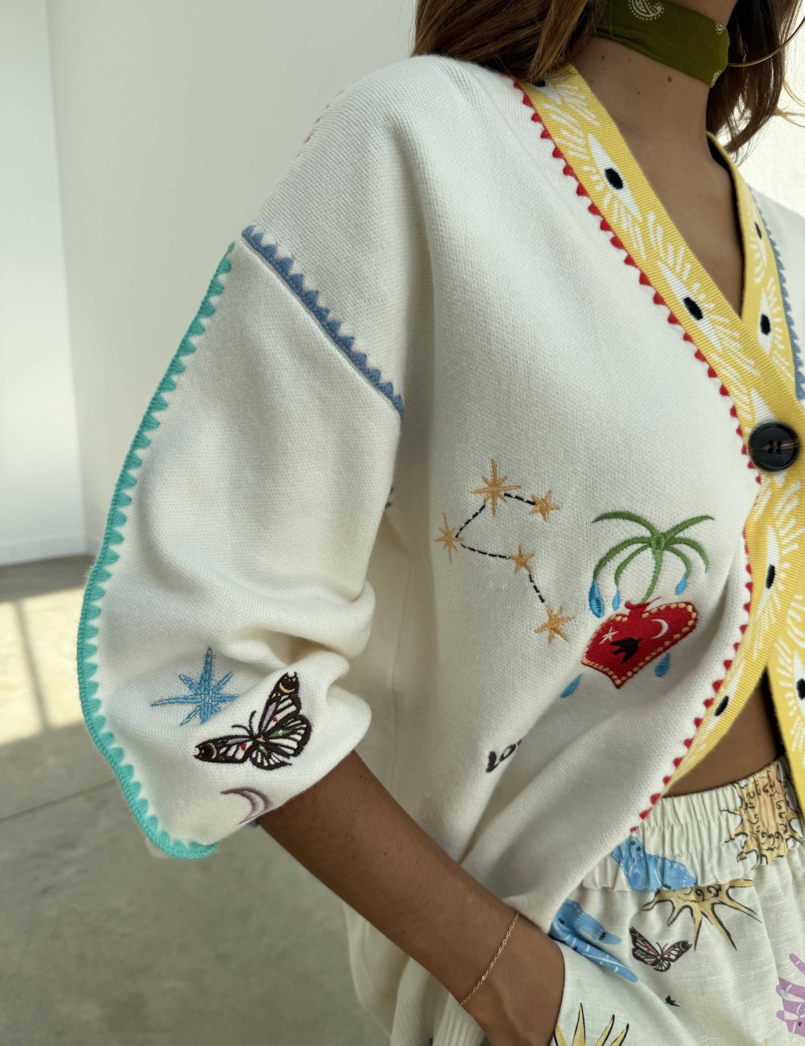 Appliqué Embroidered V-Neck Cardigan 5 of 5
