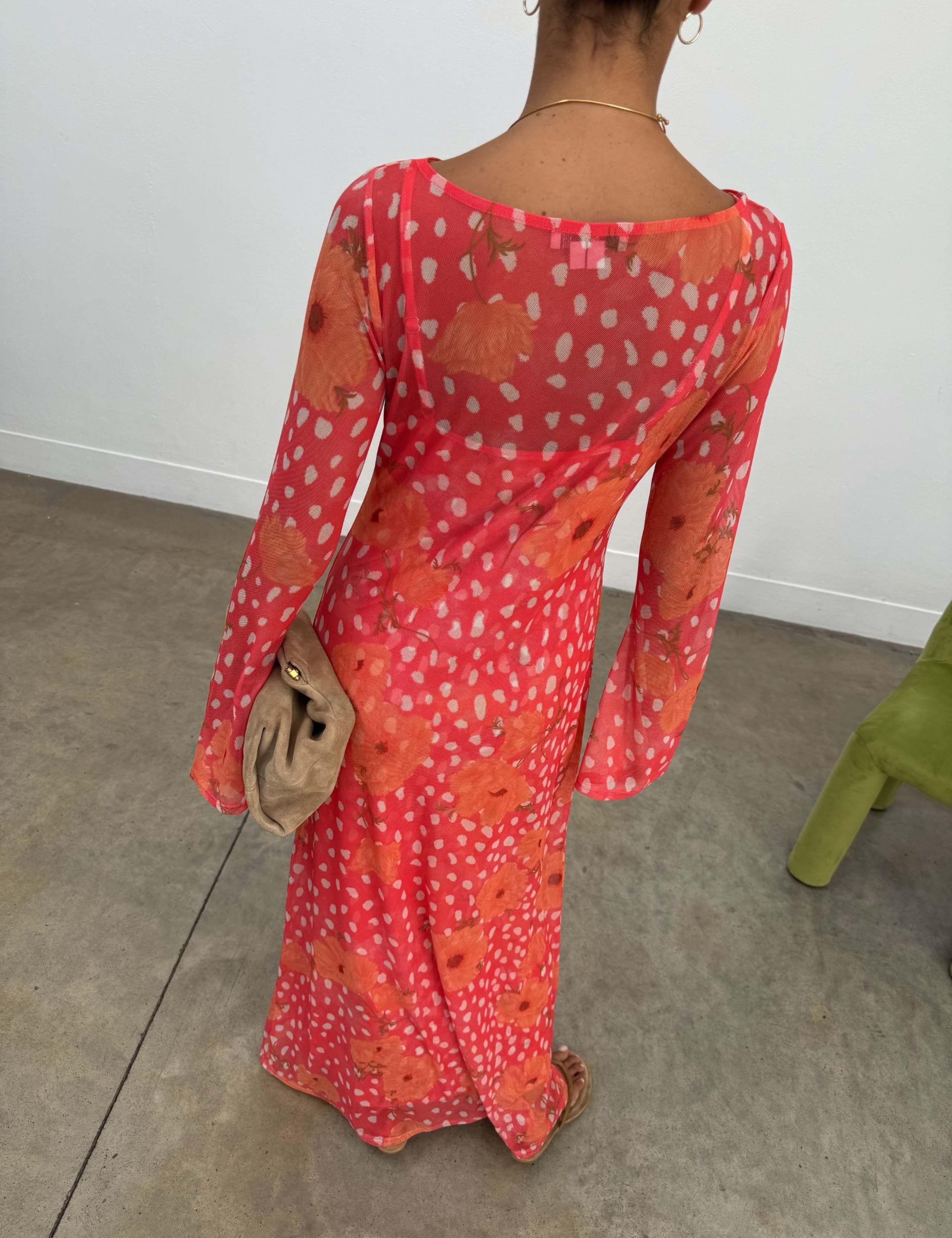 Sheer Poppy Print Maxi Column Dress 3 of 4