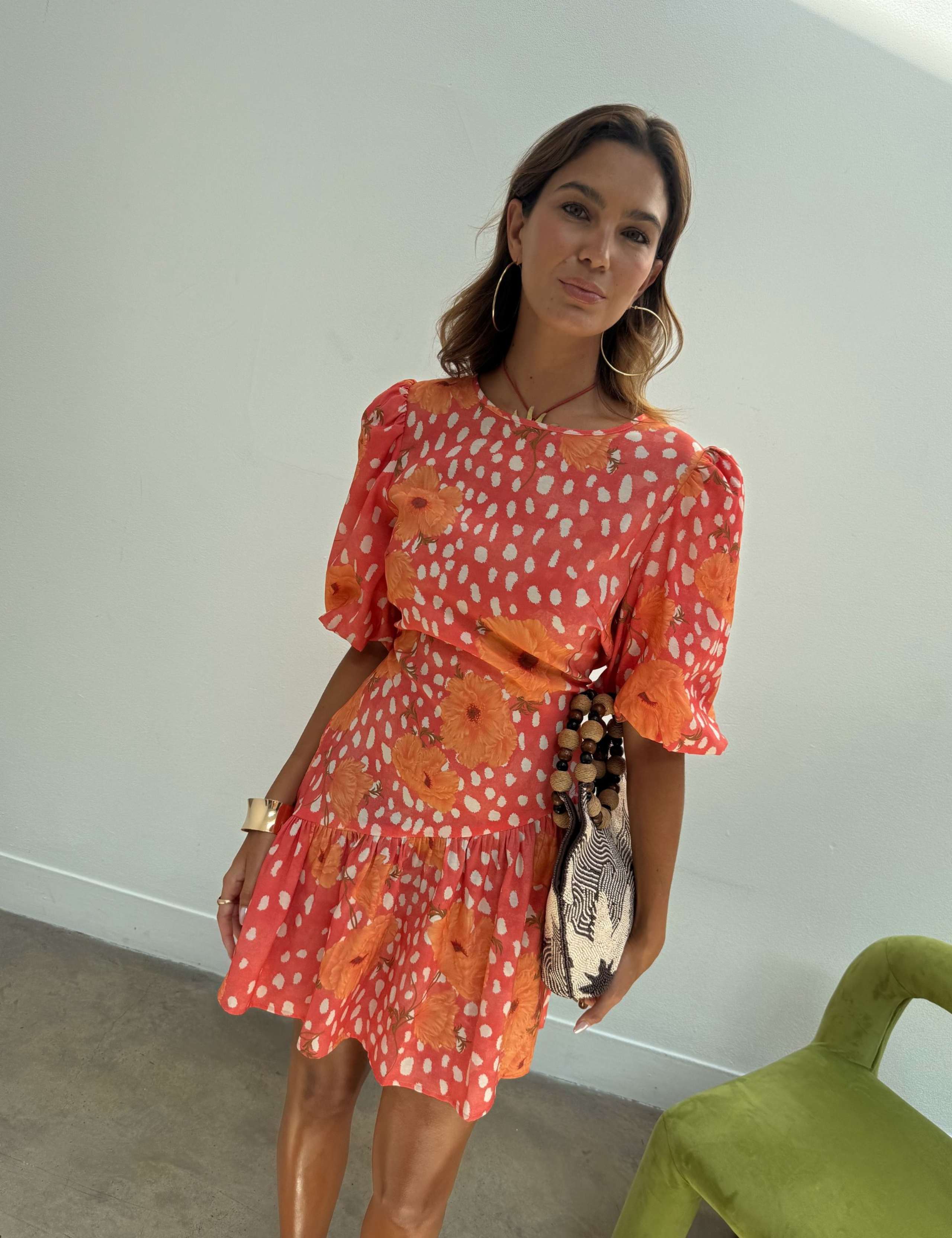 Poppy Print Mini Skater Dress 2 of 5