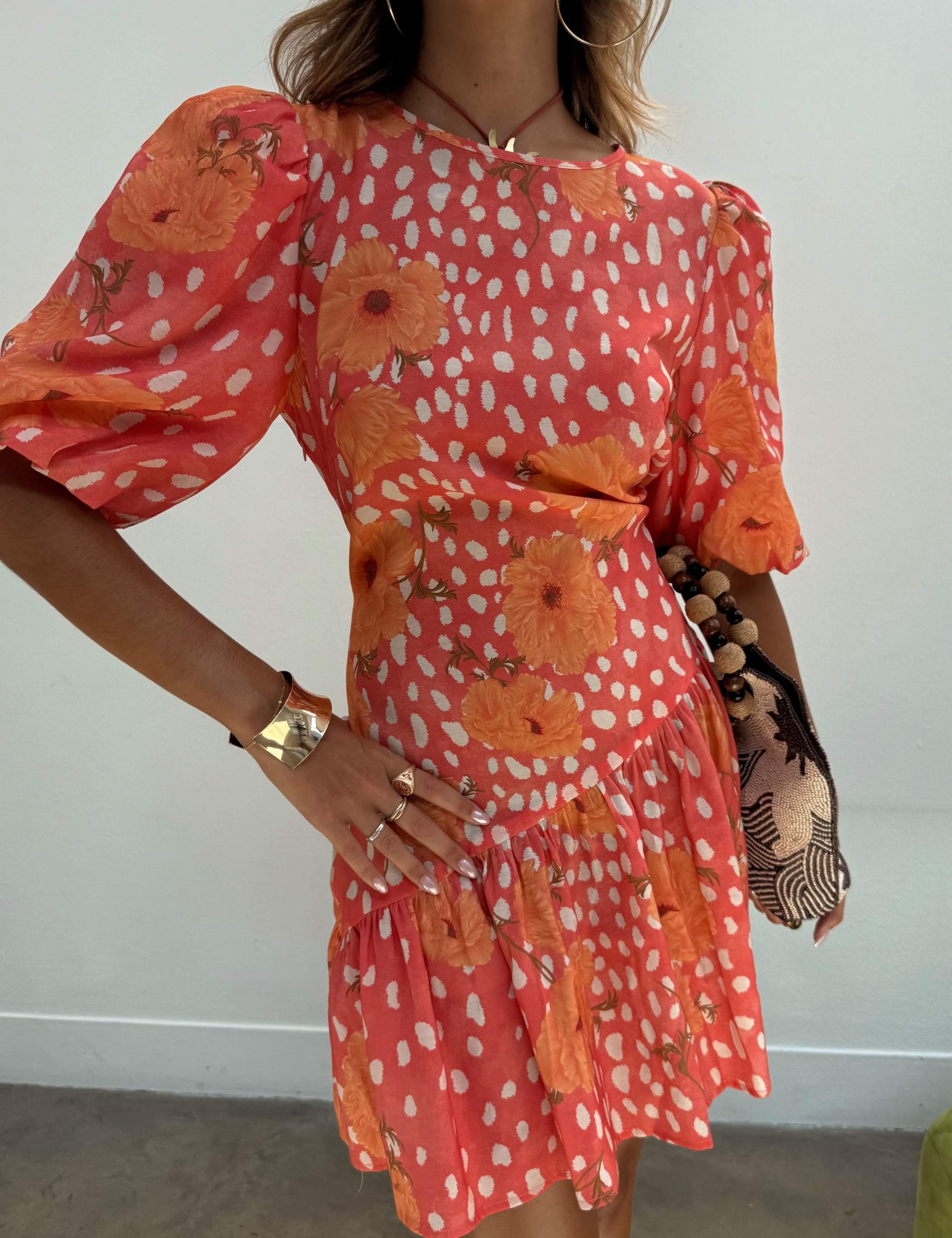 Poppy Print Mini Skater Dress 4 of 5