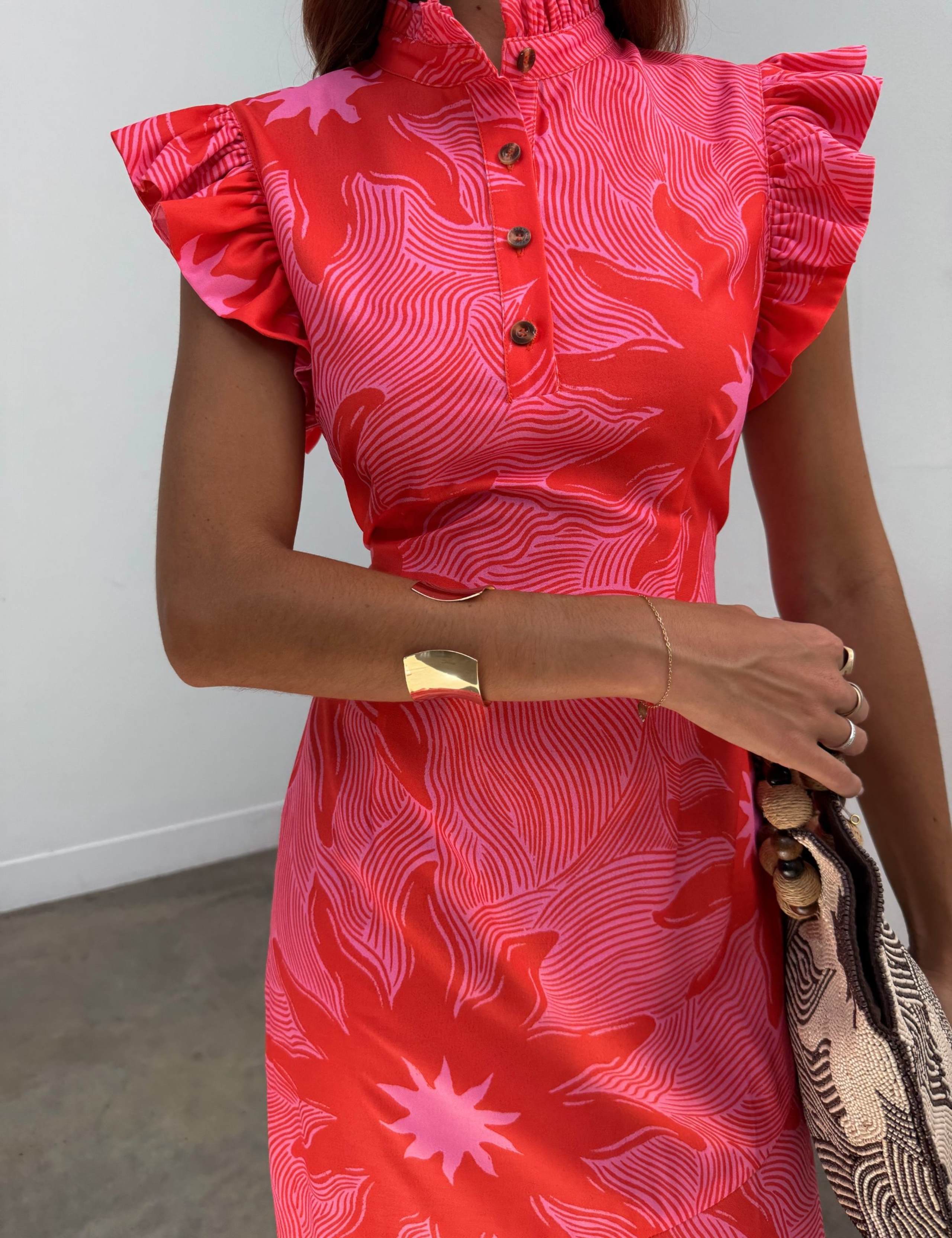 Printed High Neck Midi Skater Dress 4 of 4