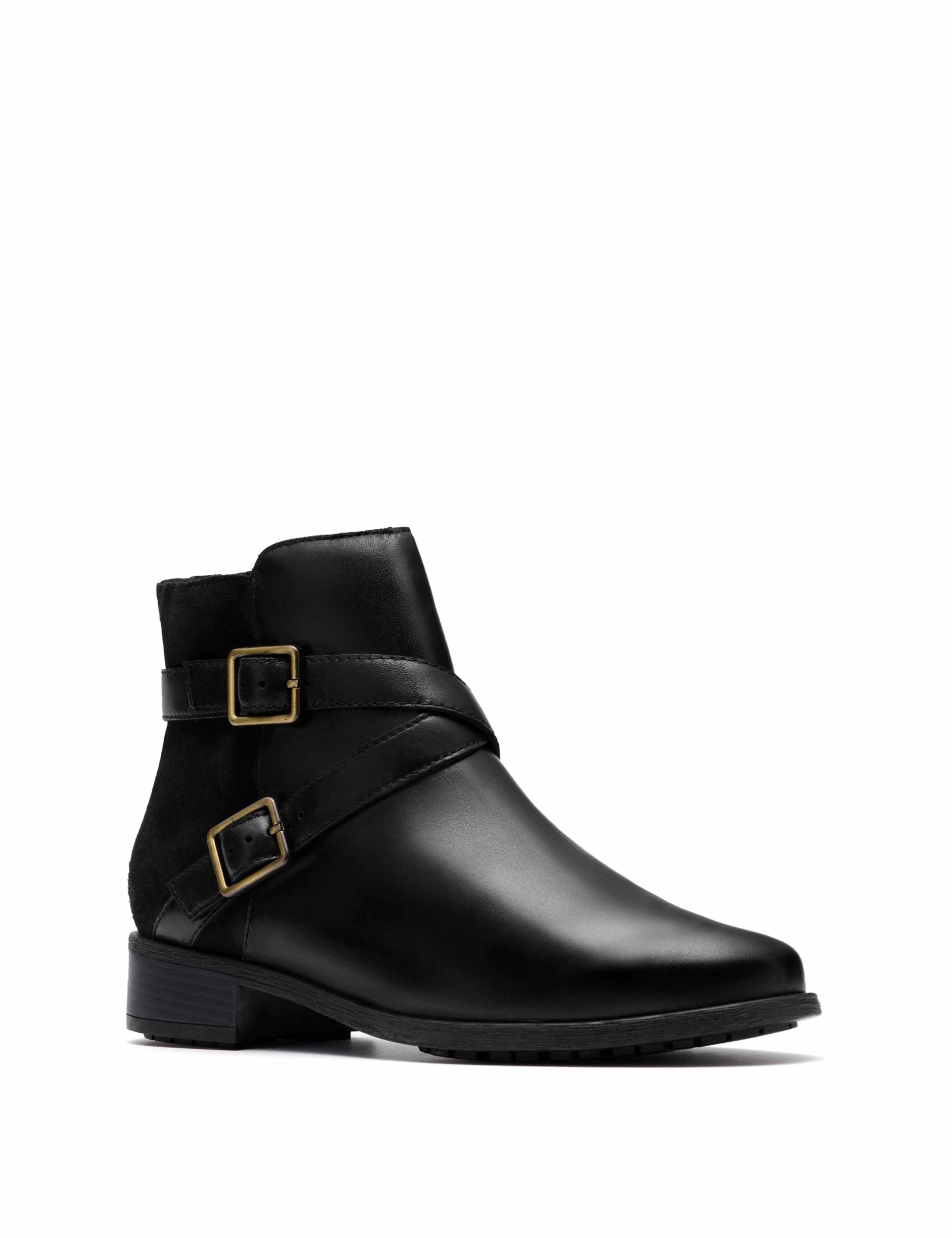 Leather Buckle Block Heel Ankle Boots 2 of 6