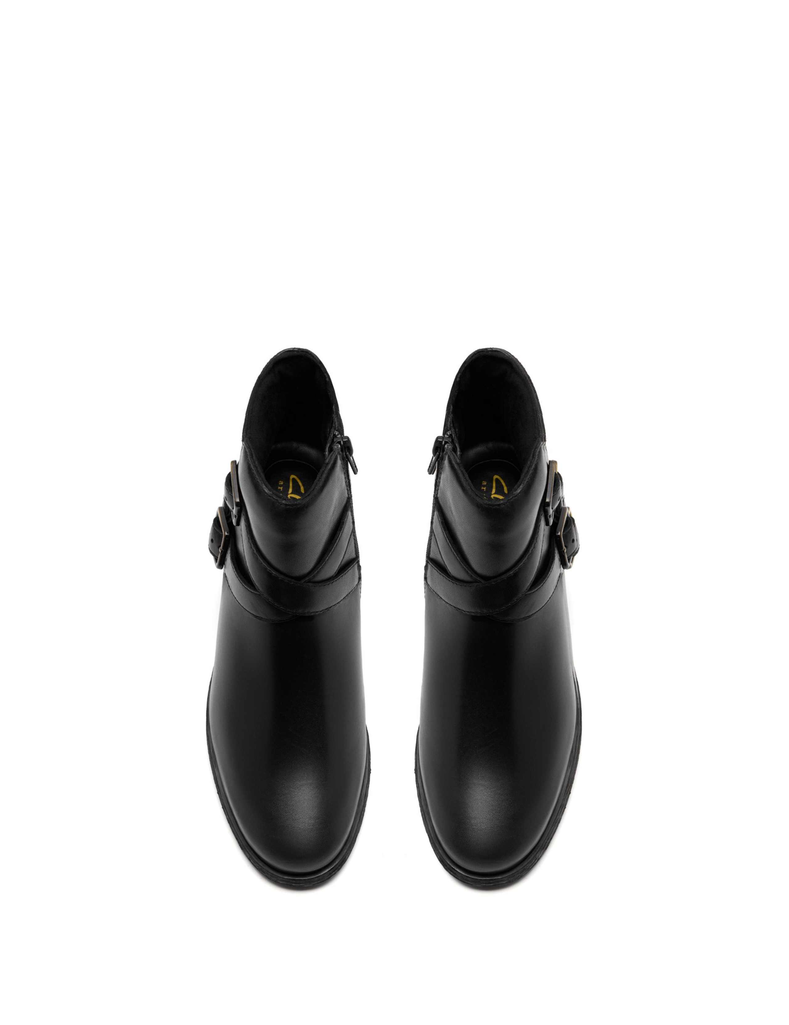 Leather Buckle Block Heel Ankle Boots 3 of 6