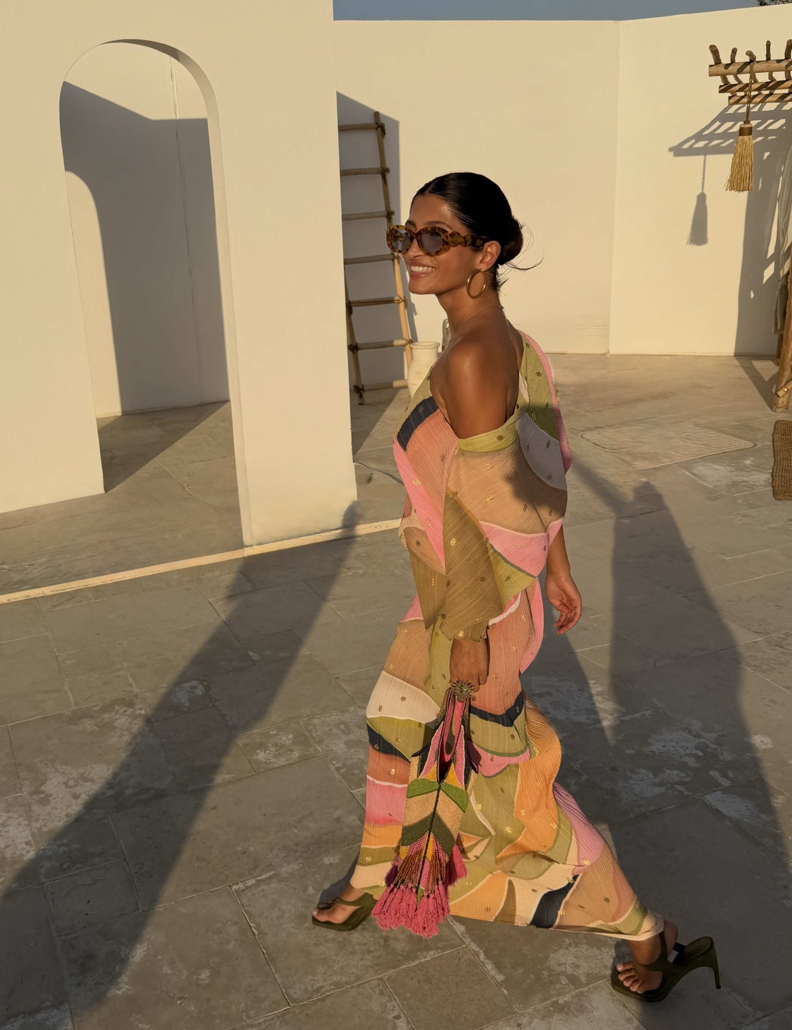 Plisse Abstract Midi Waisted Dress 2 of 4