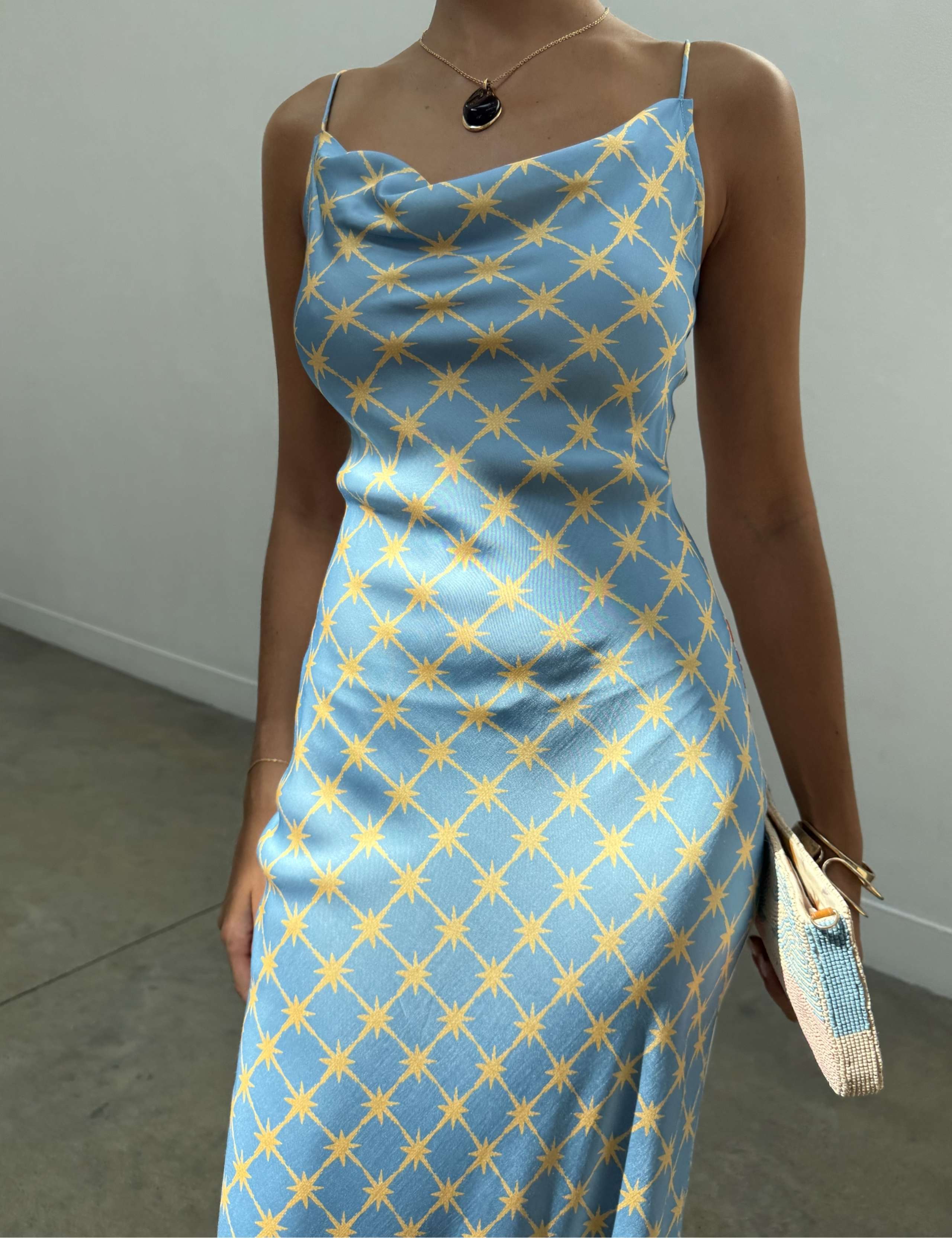 Printed Cowl Neck Maxi lLip Dress 4 of 4