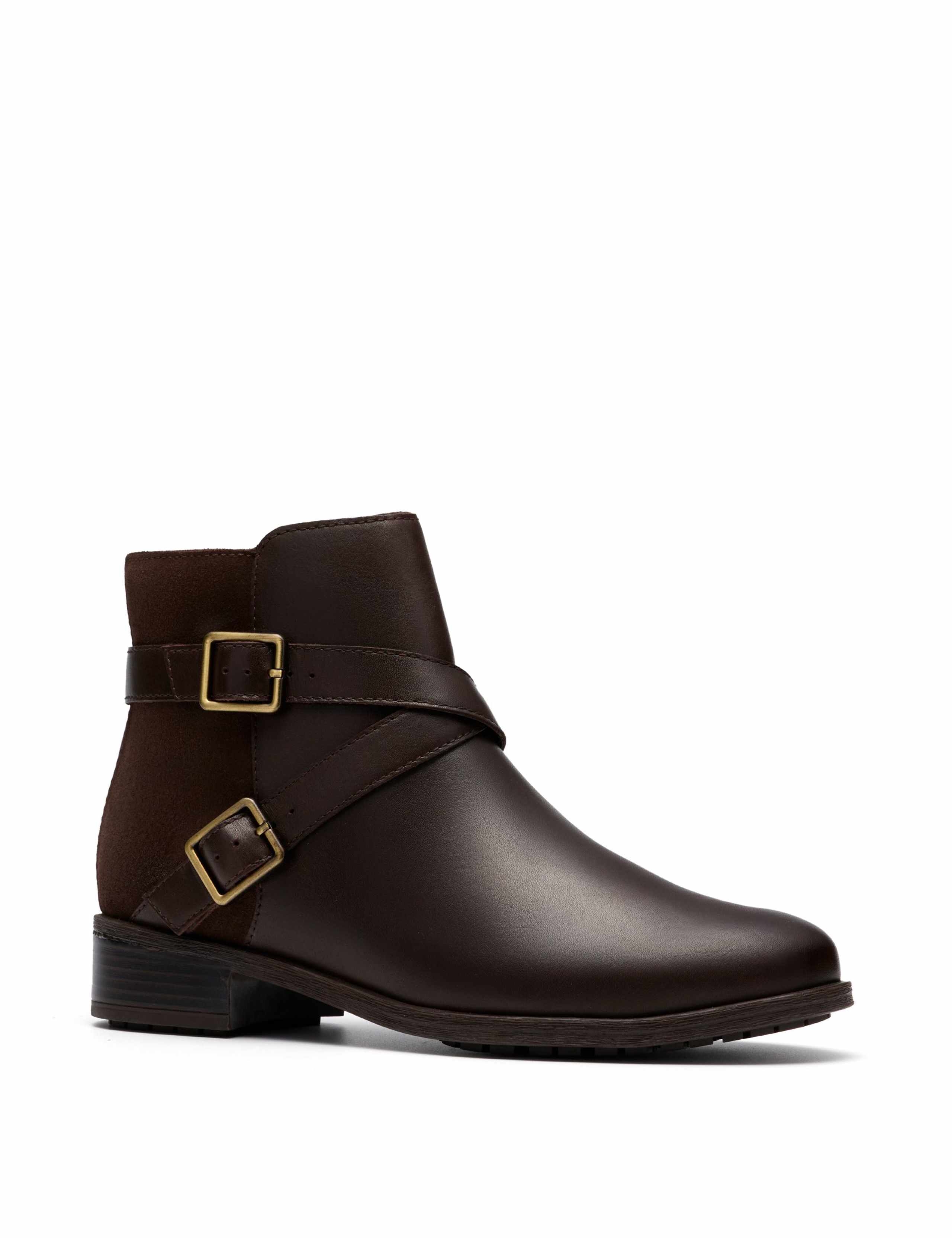 Leather Buckle Block Heel Ankle Boots 2 of 6