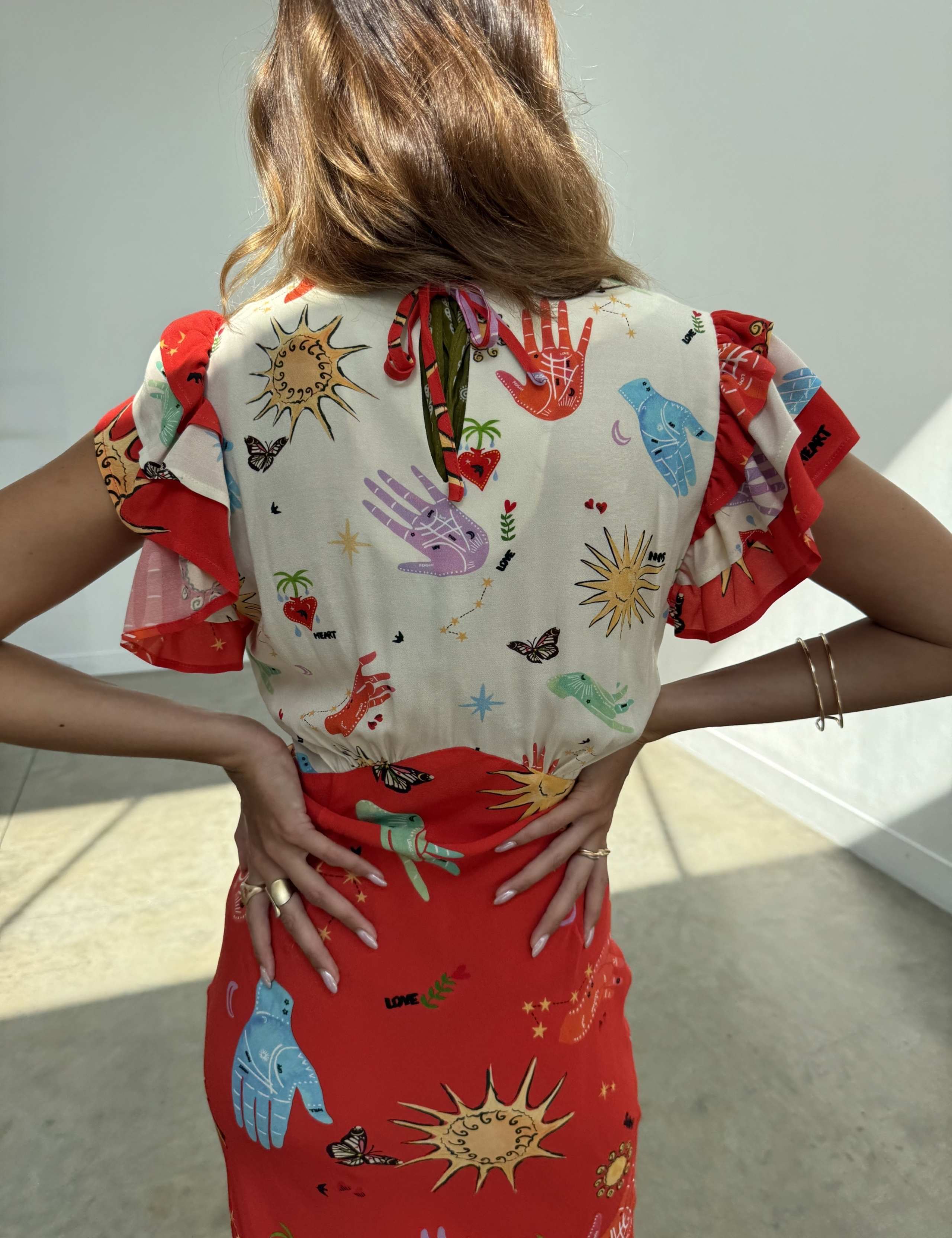 Celestial Print V-Neck Midaxi Column Dress 4 of 5