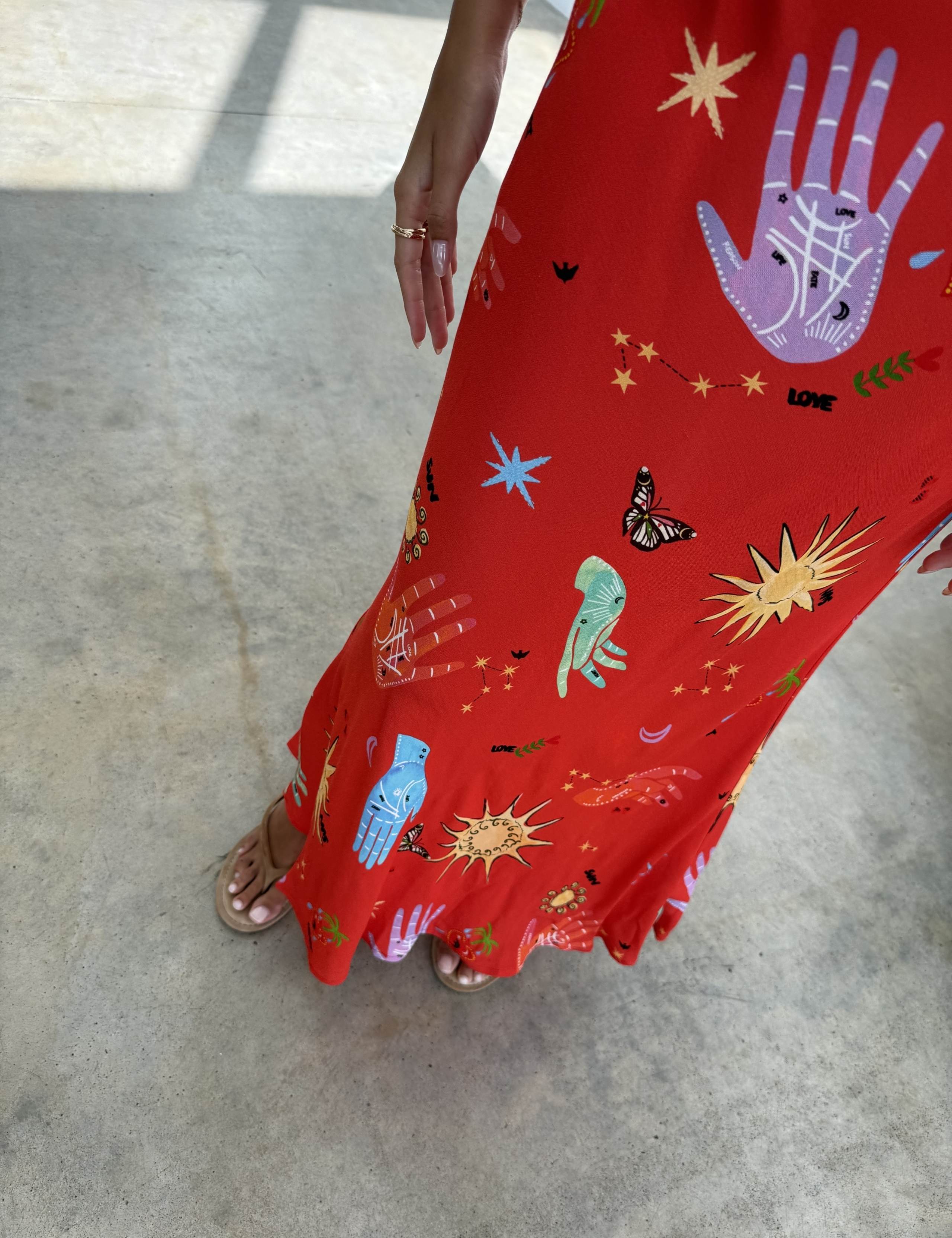 Celestial Print V-Neck Midaxi Column Dress 5 of 5