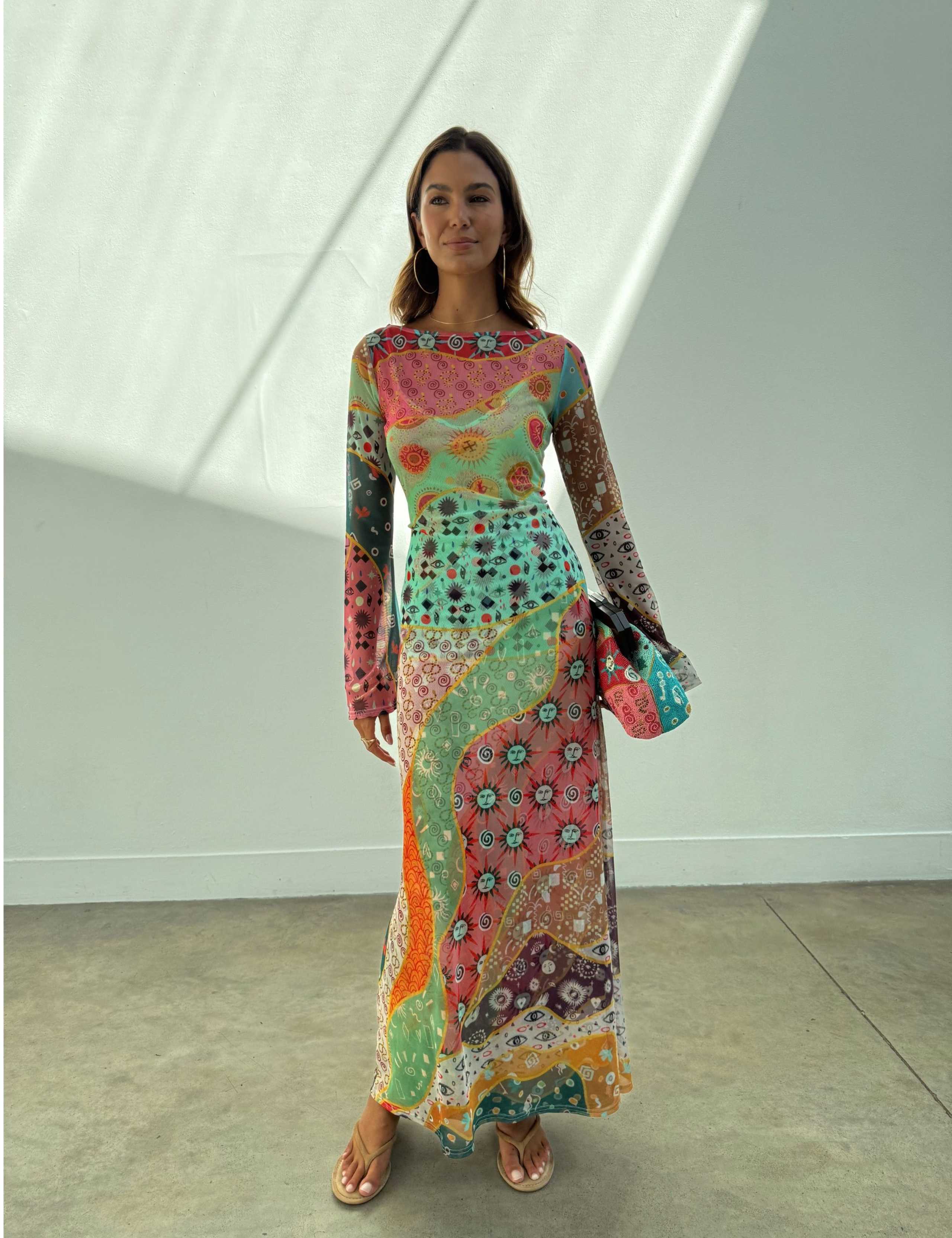 Mesh Printed Midaxi Column Dress 1 of 4