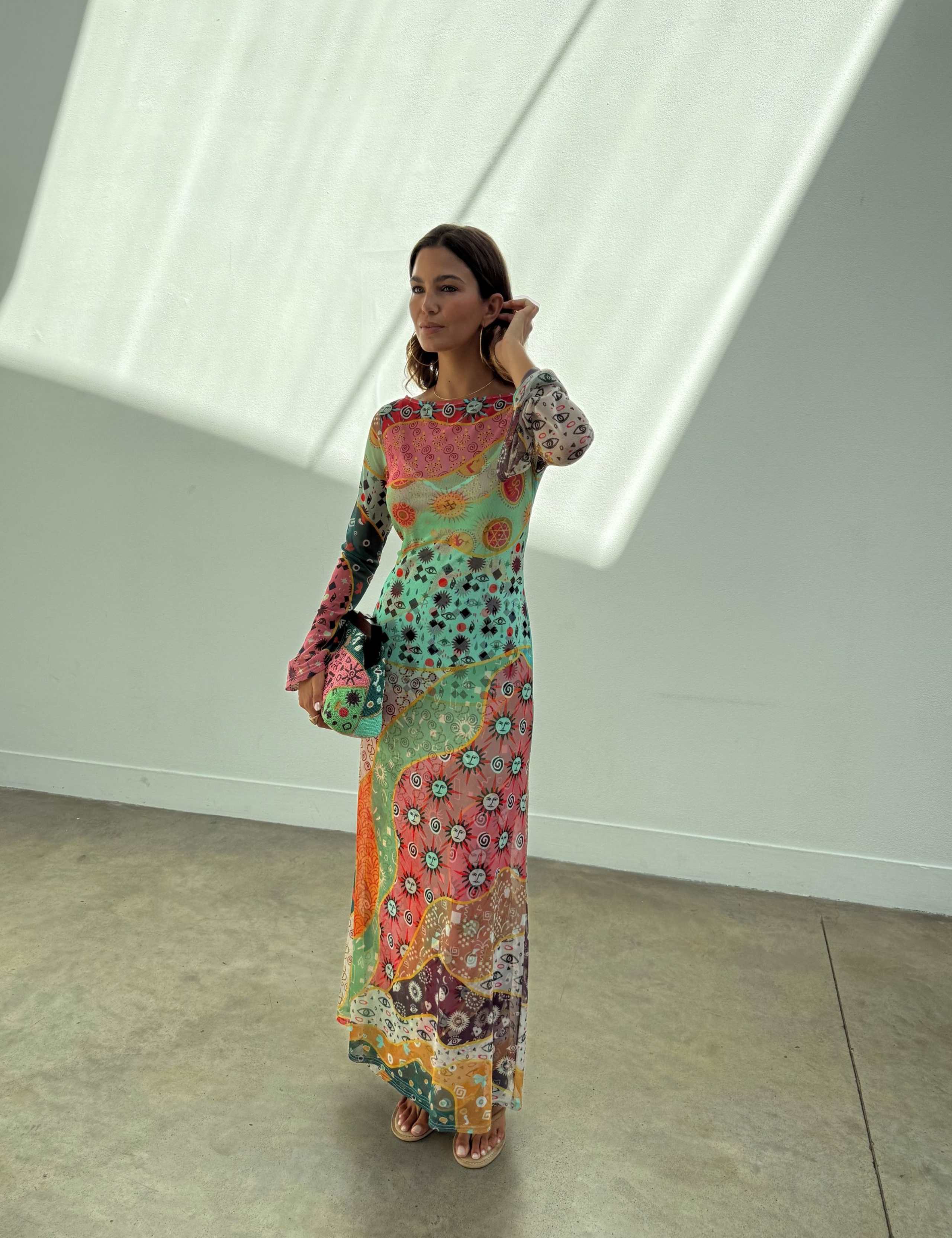 Mesh Printed Midaxi Column Dress 2 of 4