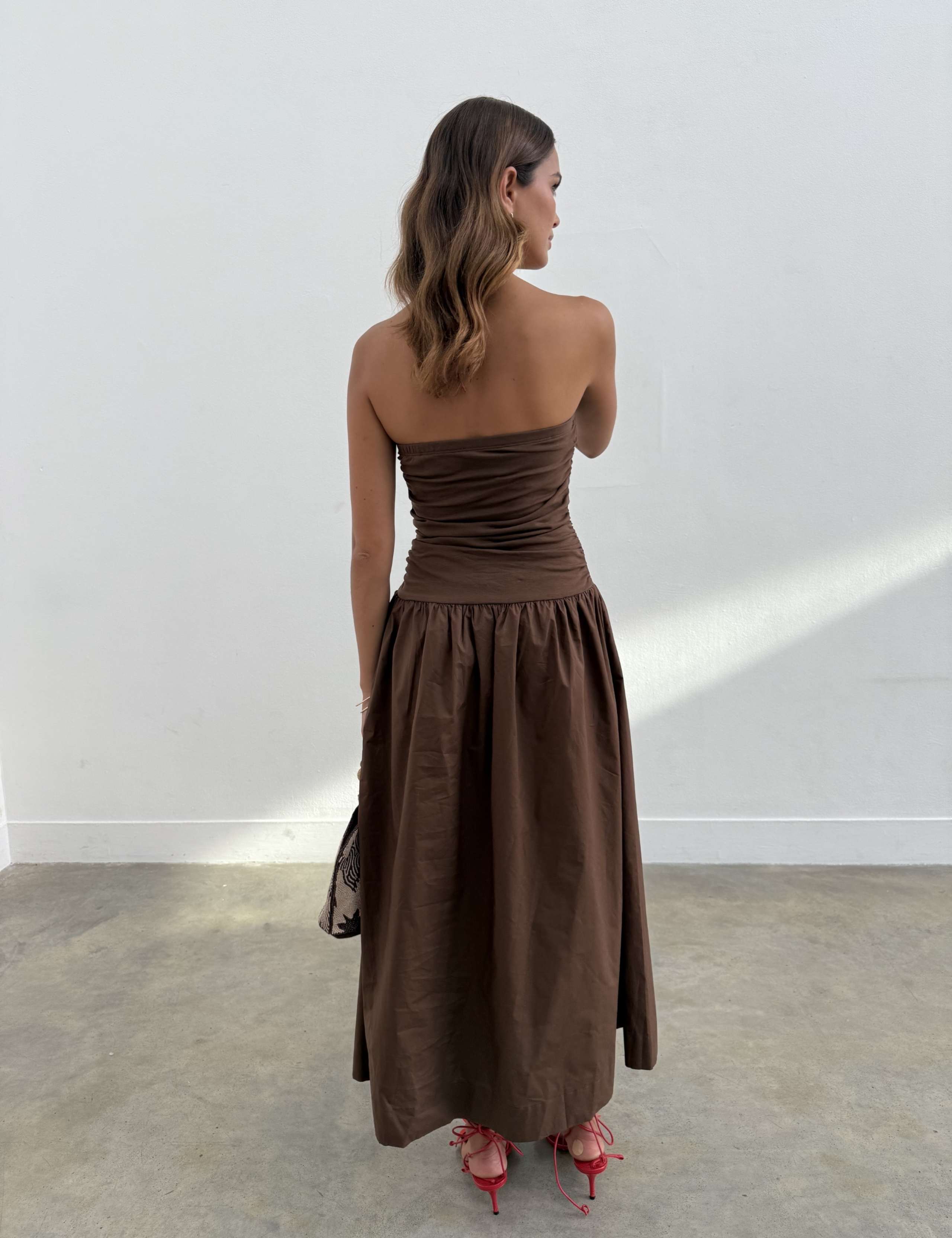 Cotton Rich Bandeau Midaxi Waisted Dress 2 of 5