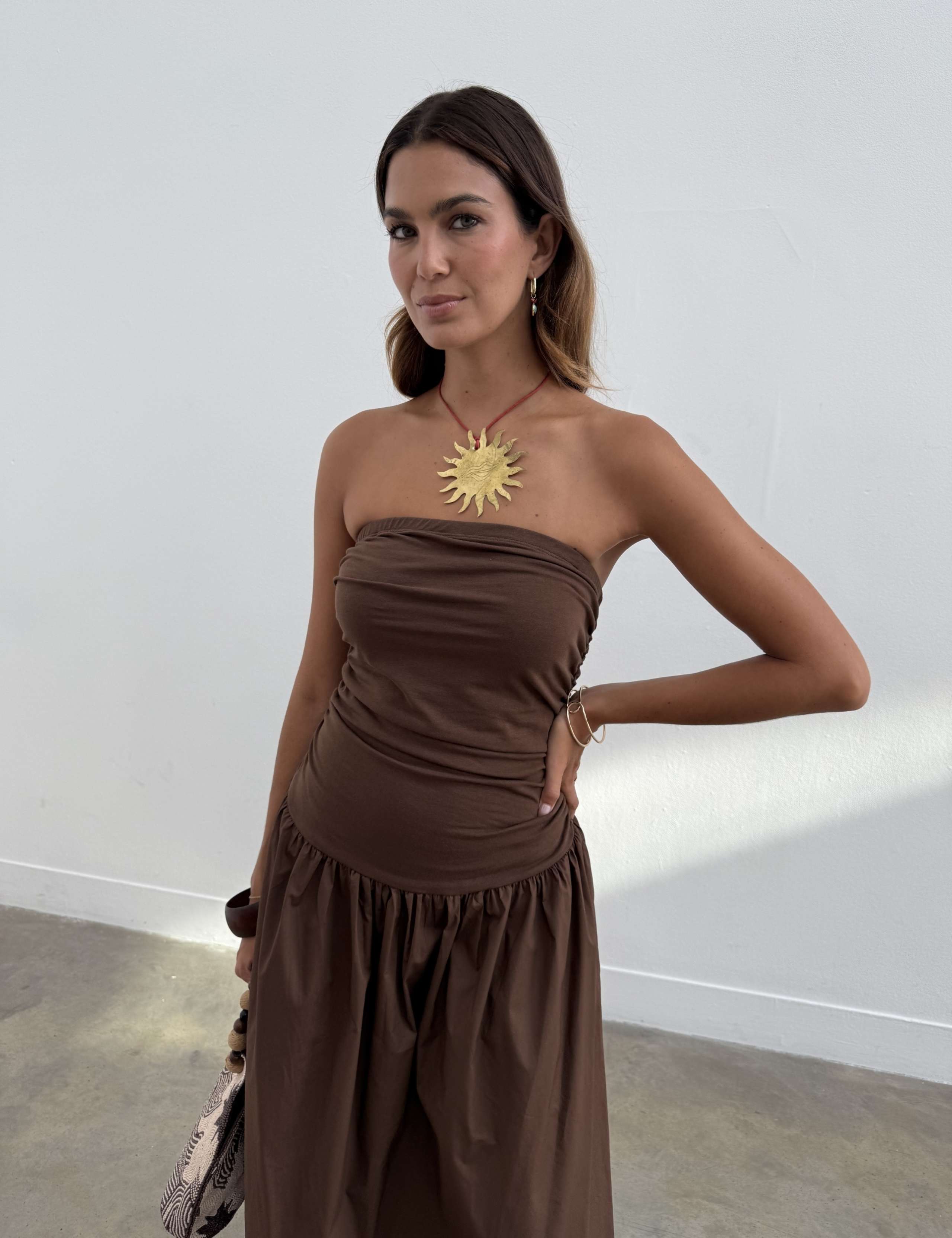 Cotton Rich Bandeau Midaxi Waisted Dress 3 of 5