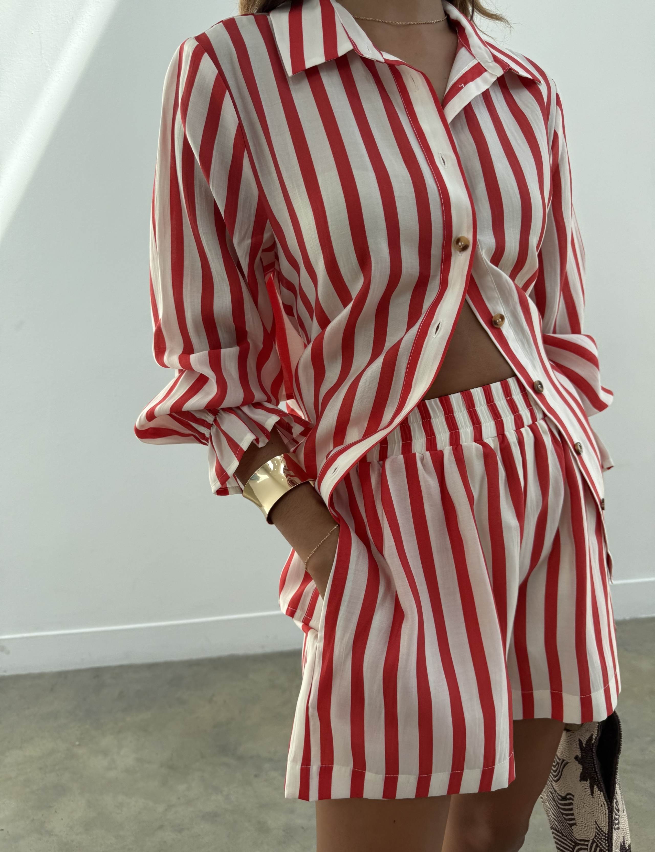 Striped Collared Tie Detail Shirt 5 of 5