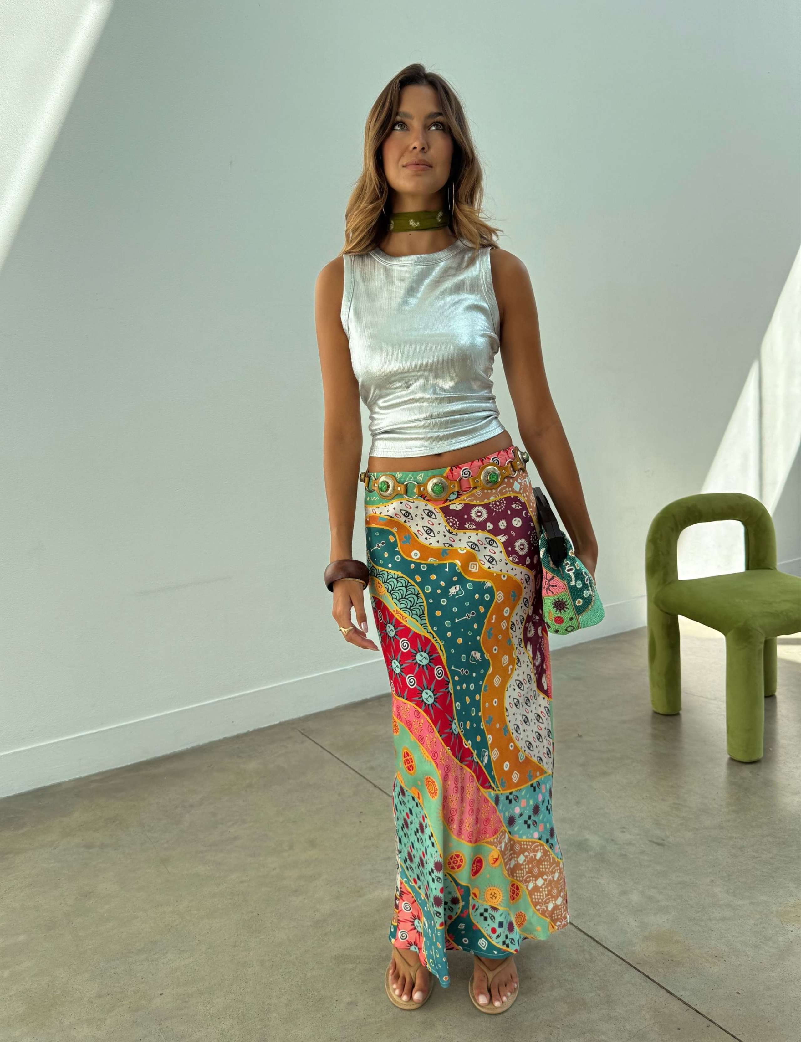 Pastel Morocco Print Midaxi Slip Skirt 2 of 4