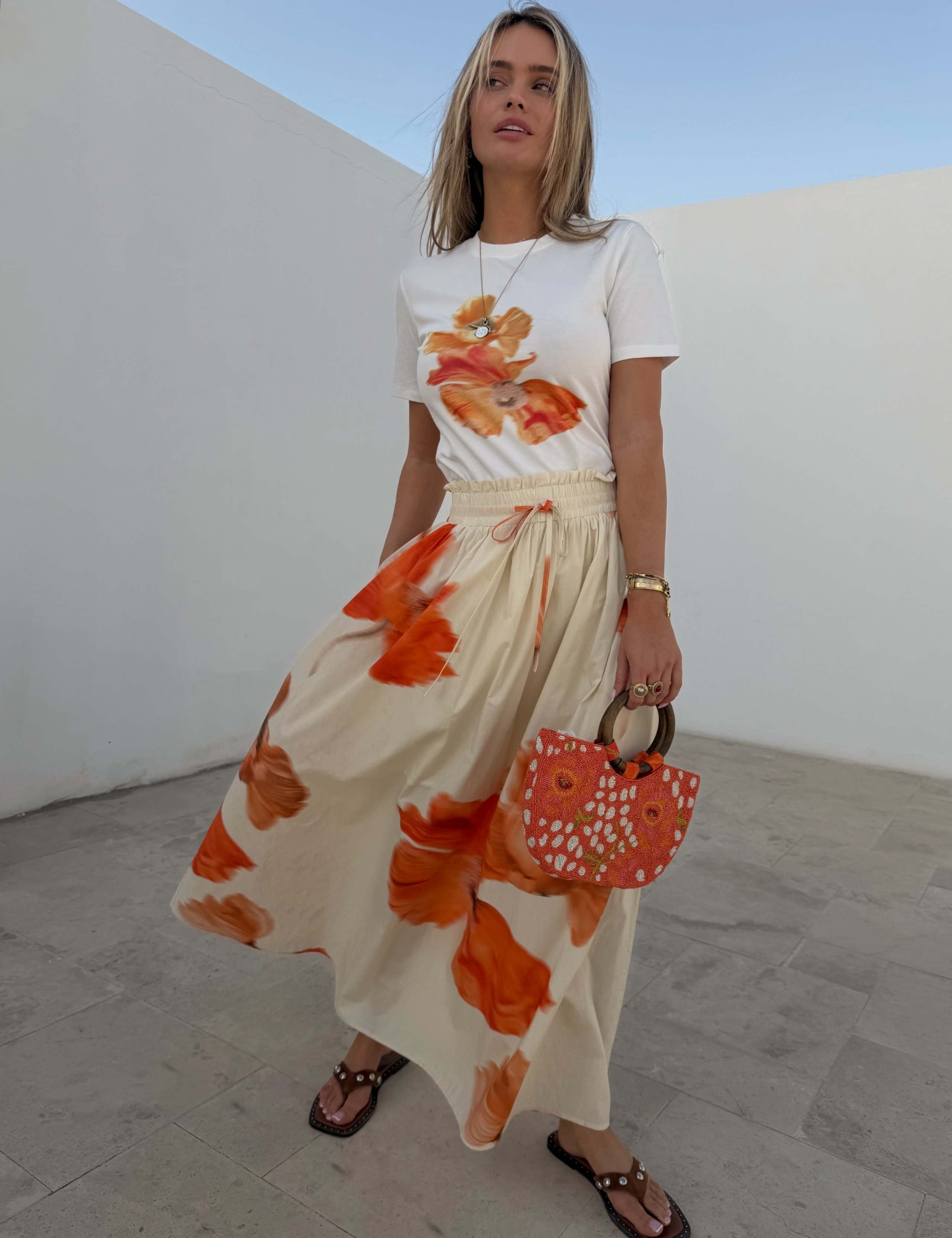 Pure Cotton Floral Maxi A-Line Skirt 2 of 4