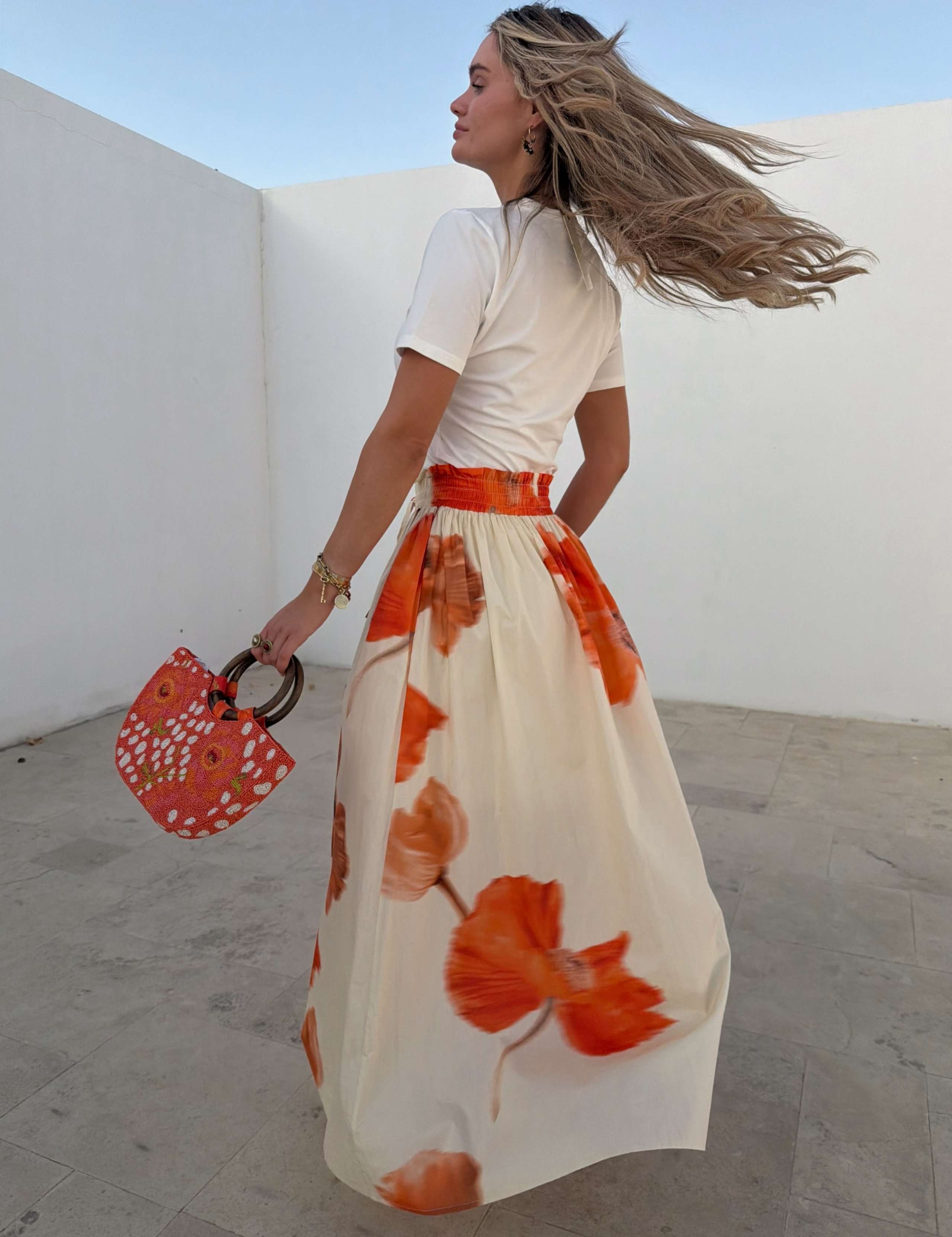 Pure Cotton Floral Maxi A-Line Skirt 3 of 4