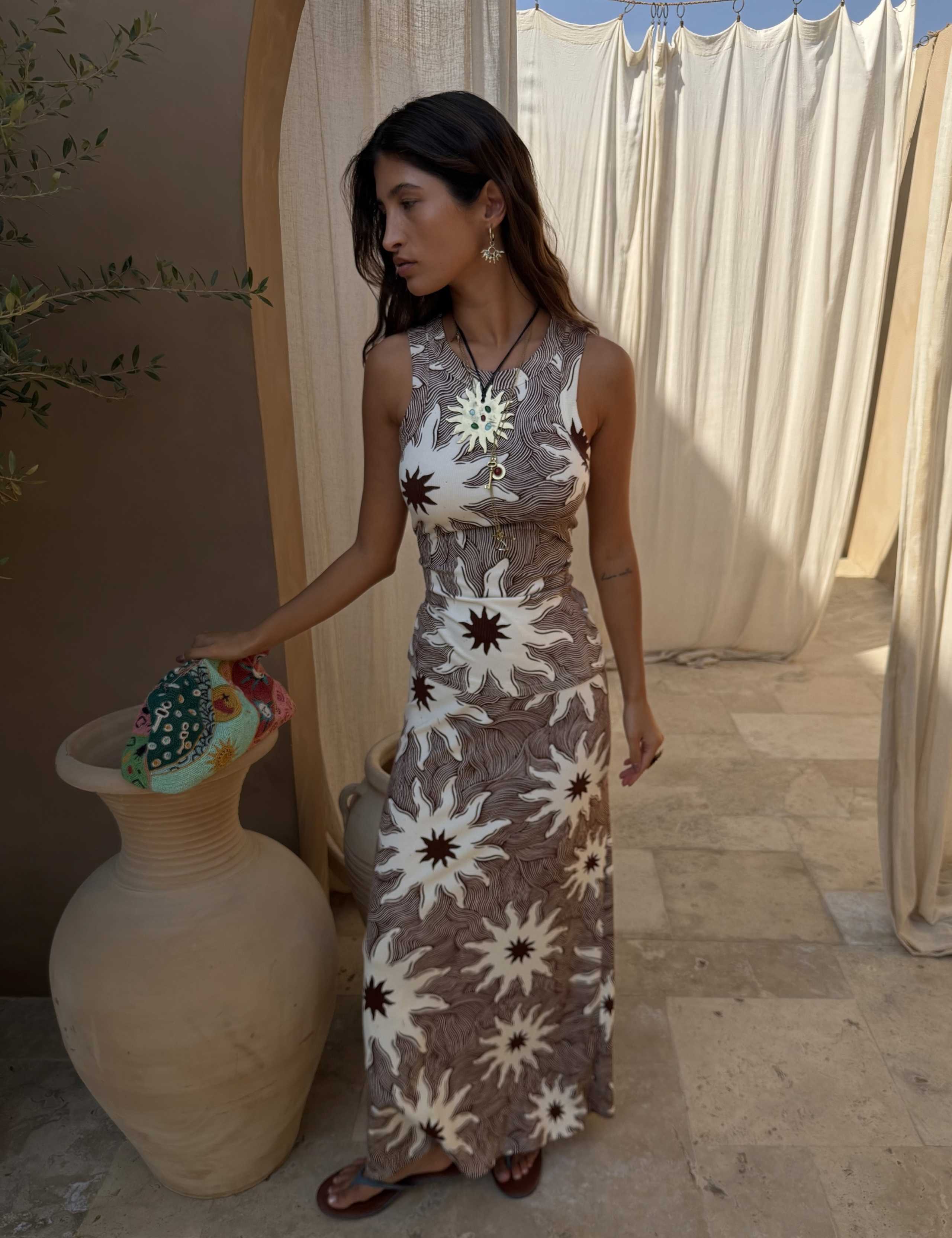 Ribbed Printed Maxi Skirt 1 of 4