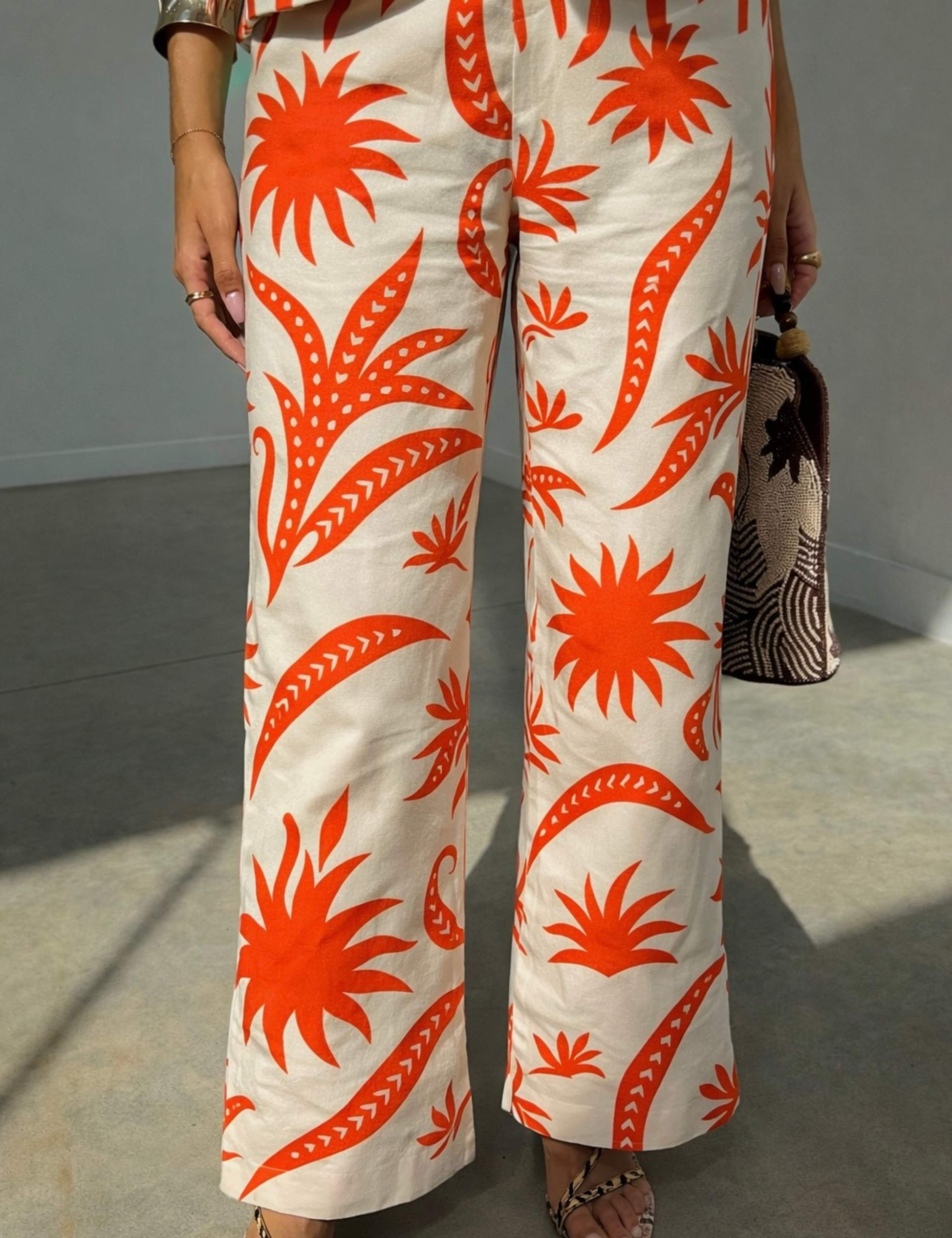 Pure Cotton Printed Wide Leg Trousers 2 of 4