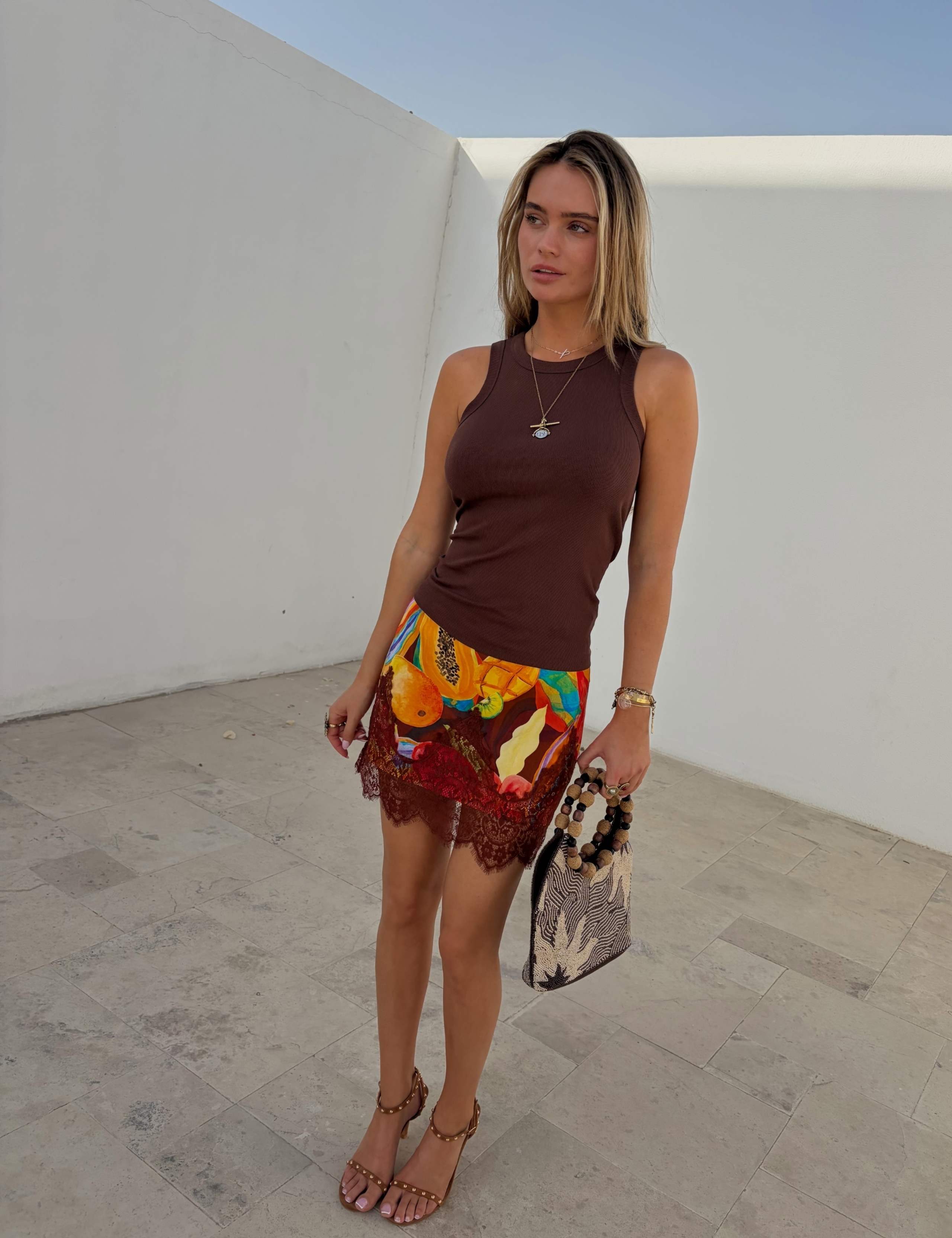 Embroidered Ribbed Vest Top 2 of 4