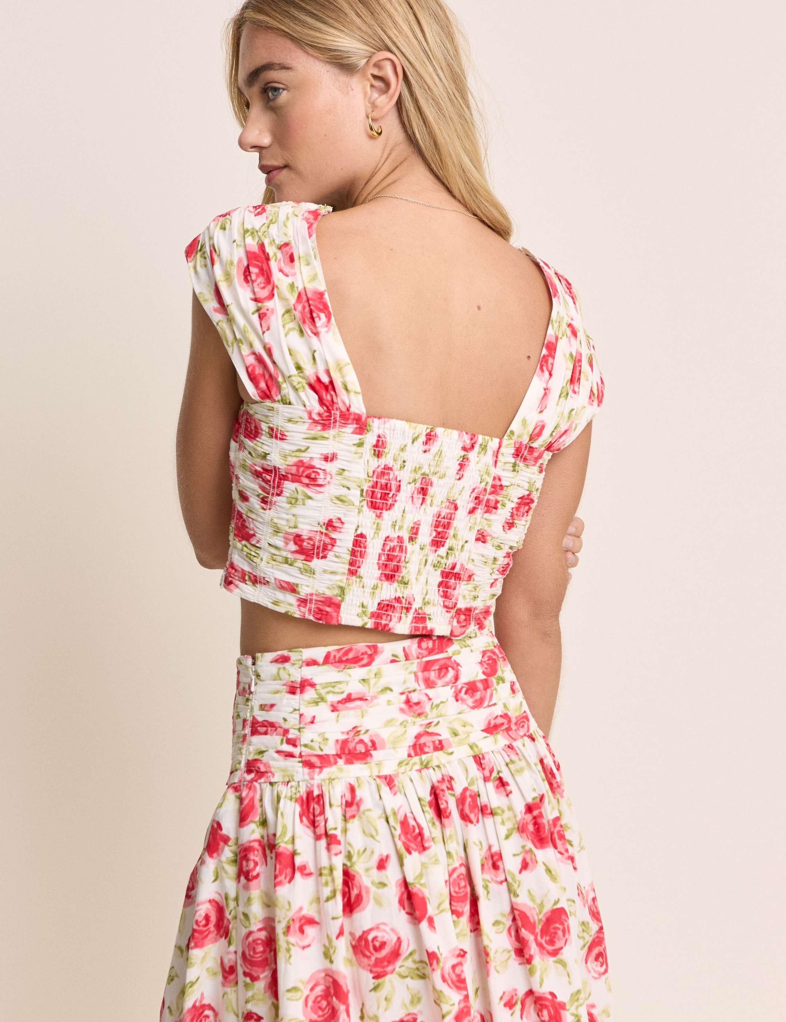 Pure Cotton Floral Square Neck Crop Top 4 of 5