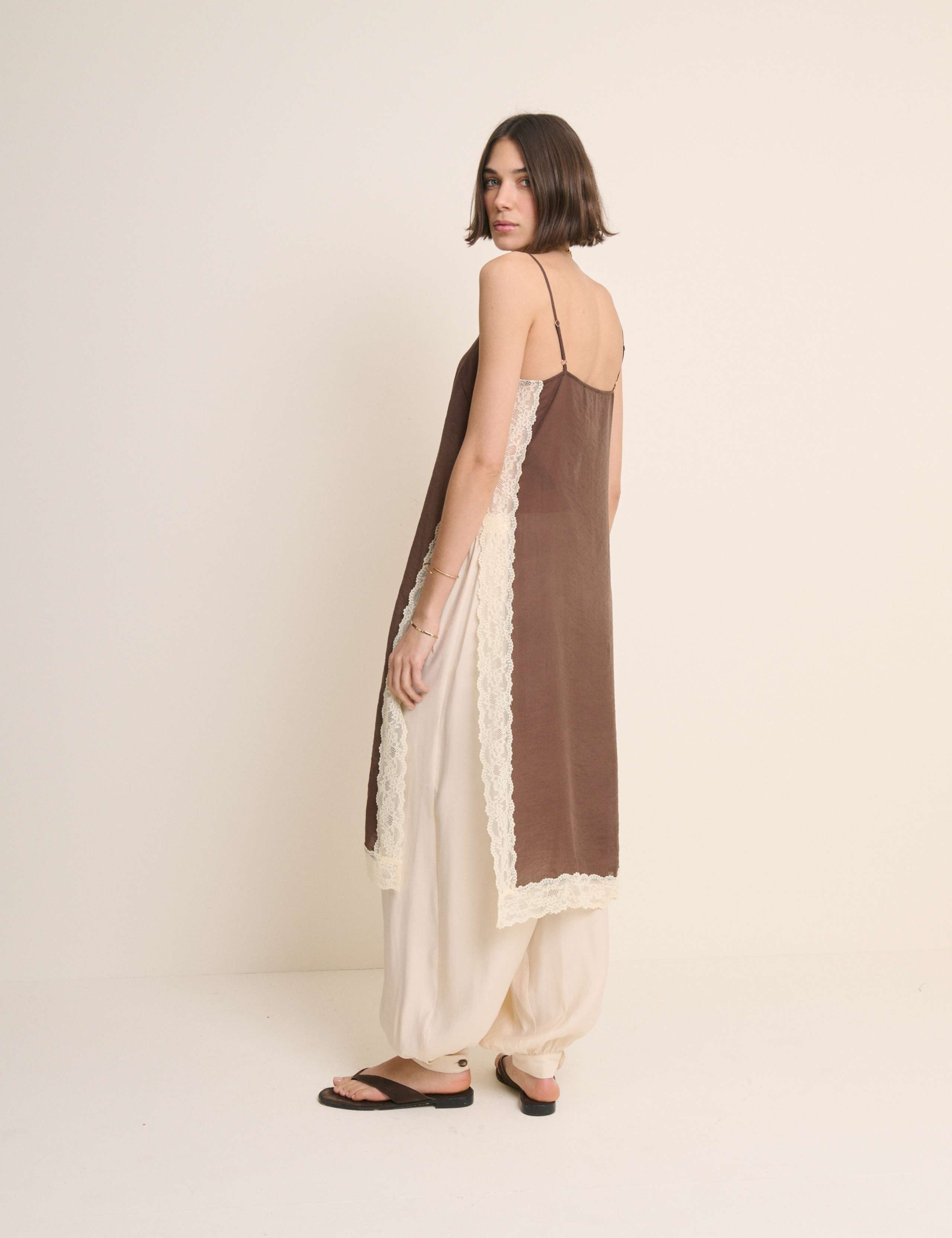 Square Neck Lace Detail Longline Cami Top 2 of 5