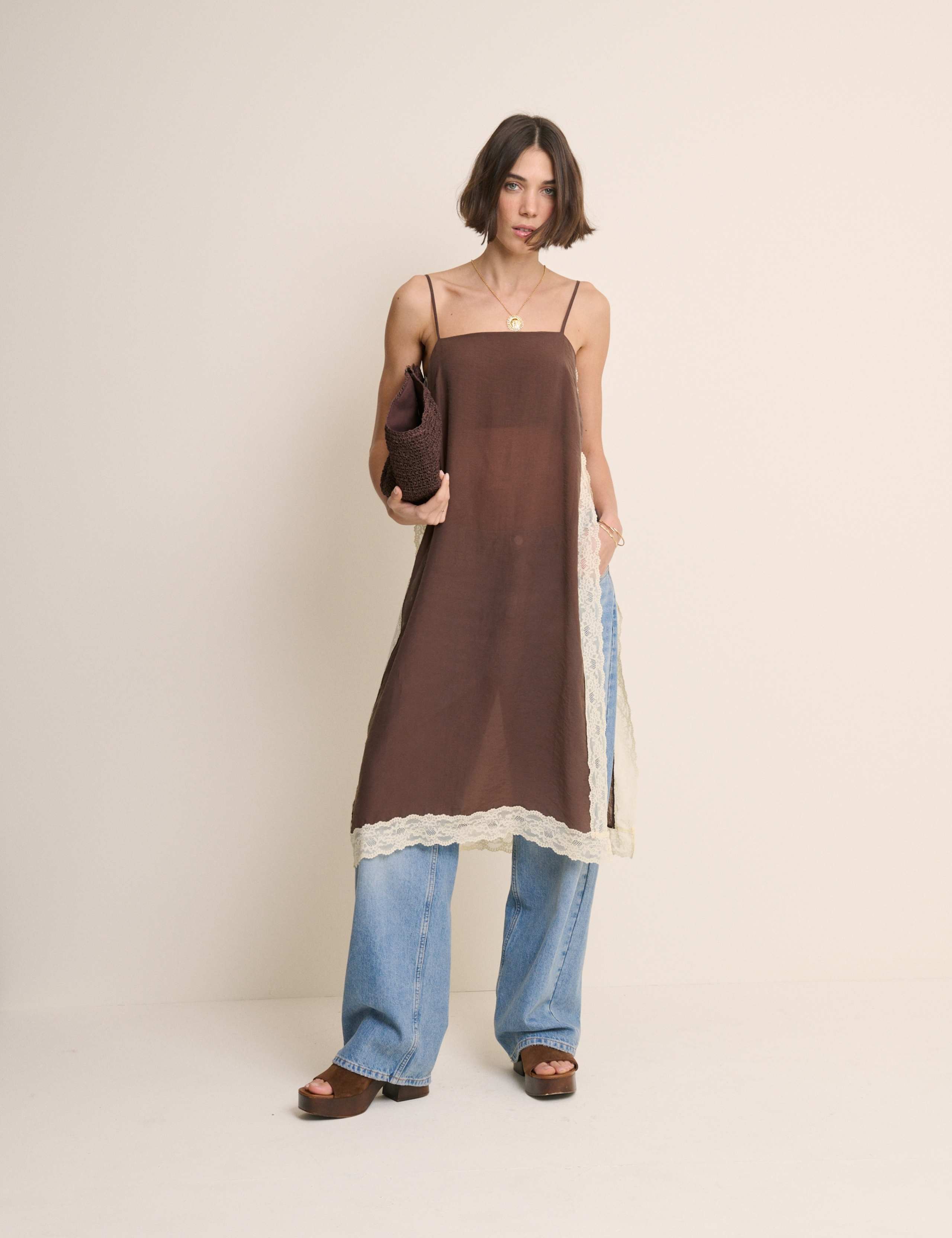 Square Neck Lace Detail Longline Cami Top 3 of 5