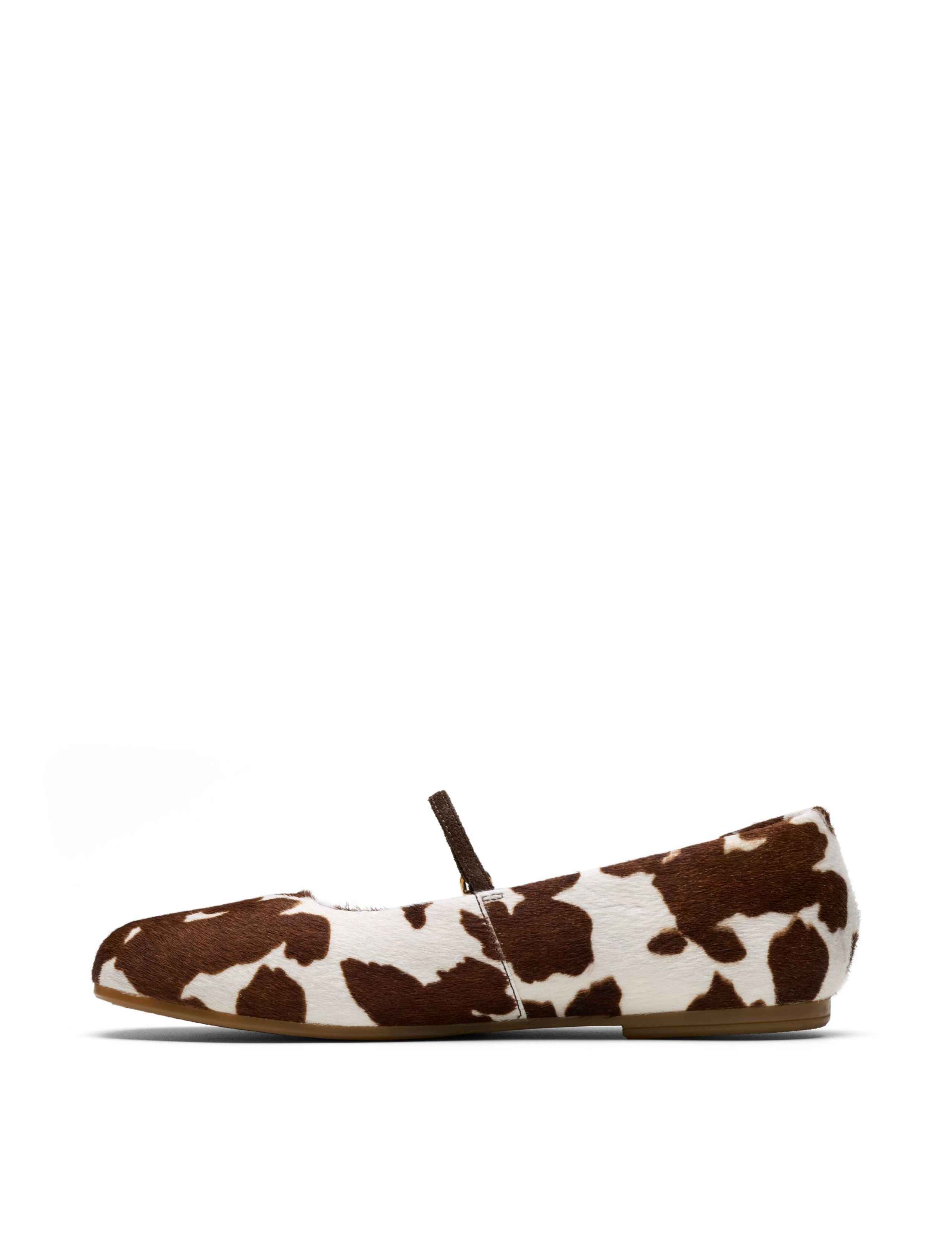 Leather Cow Print Flat Shoes 3 of 6
