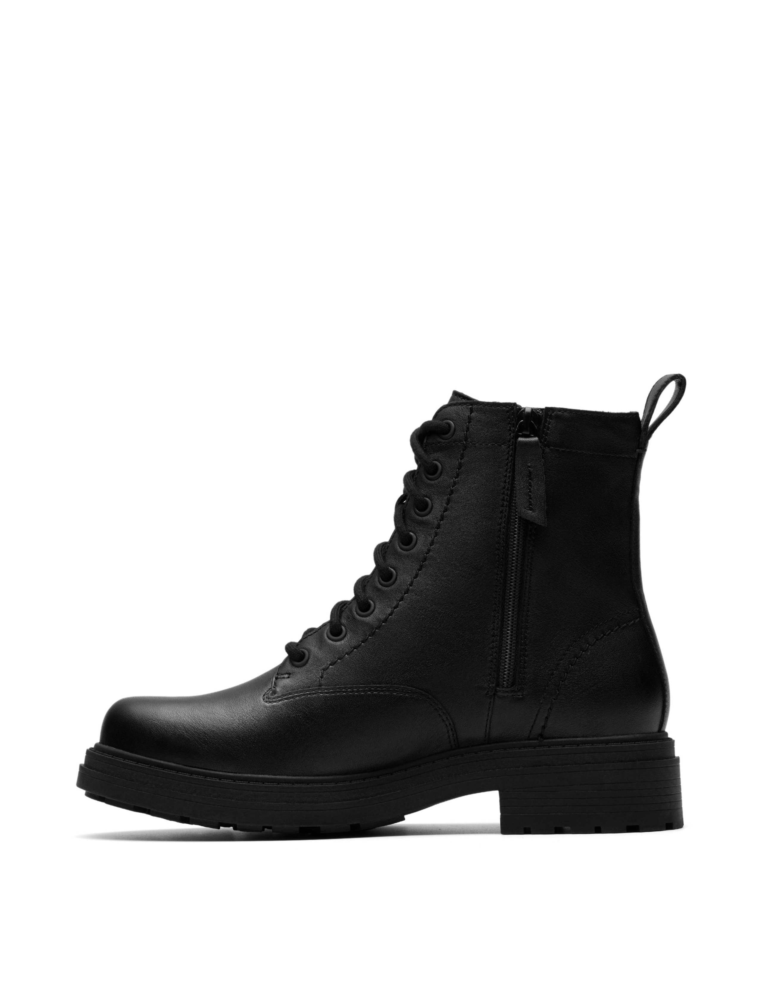 Wide Fit Leather Biker Lace-Up Ankle Boots 3 of 6