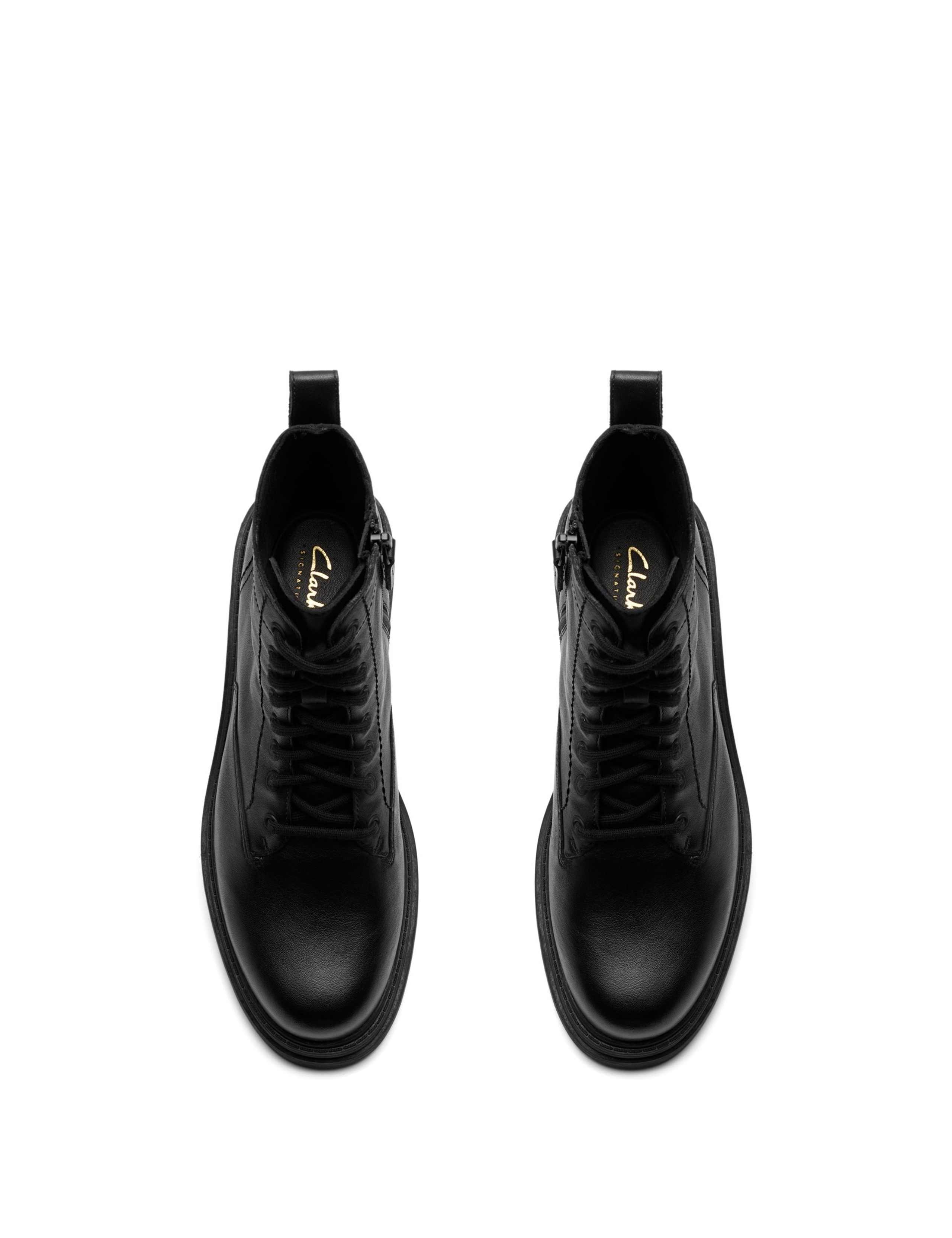 Wide Fit Leather Biker Lace-Up Ankle Boots 4 of 6