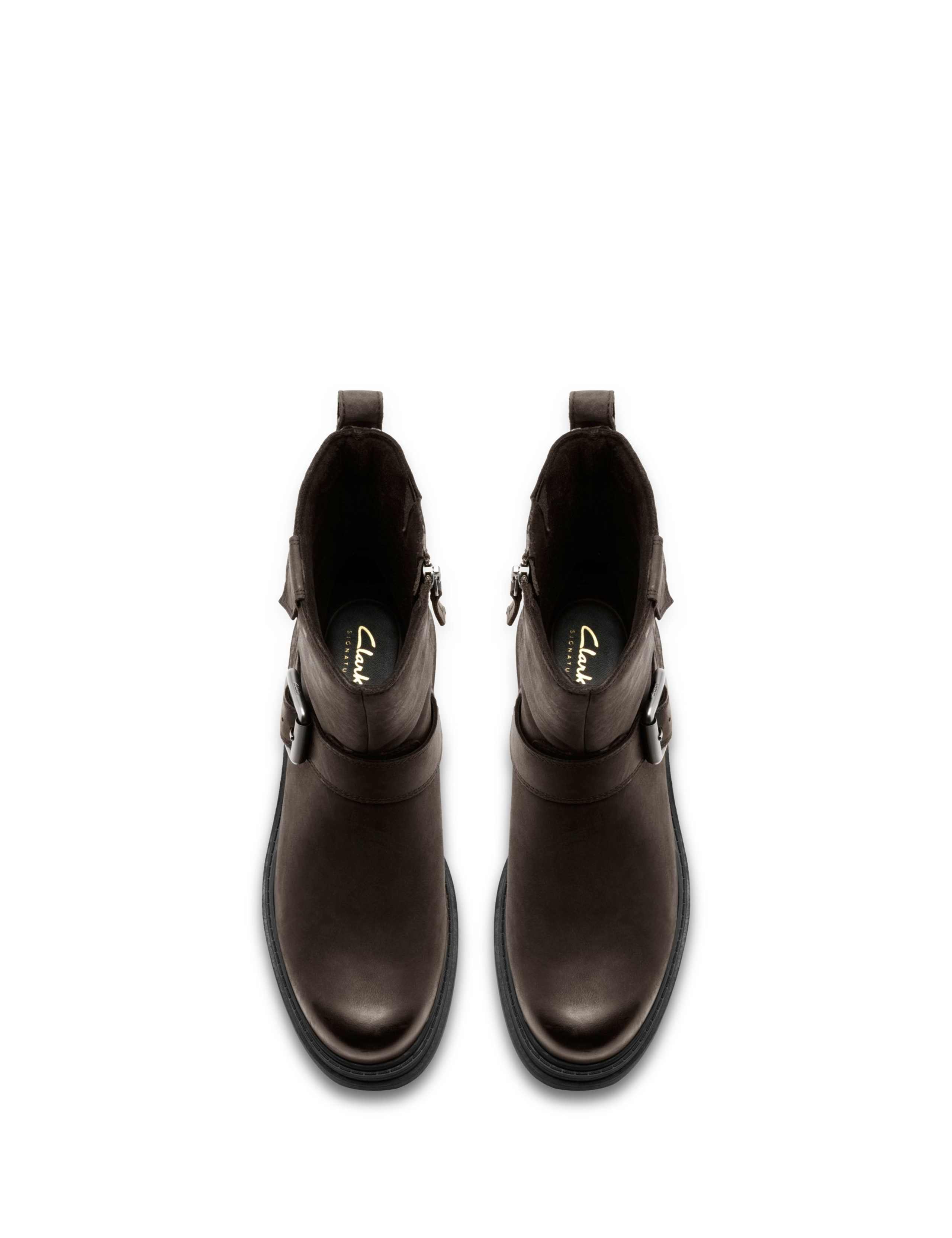 Leather Buckle Block Heel Mid Calf Boots 4 of 6