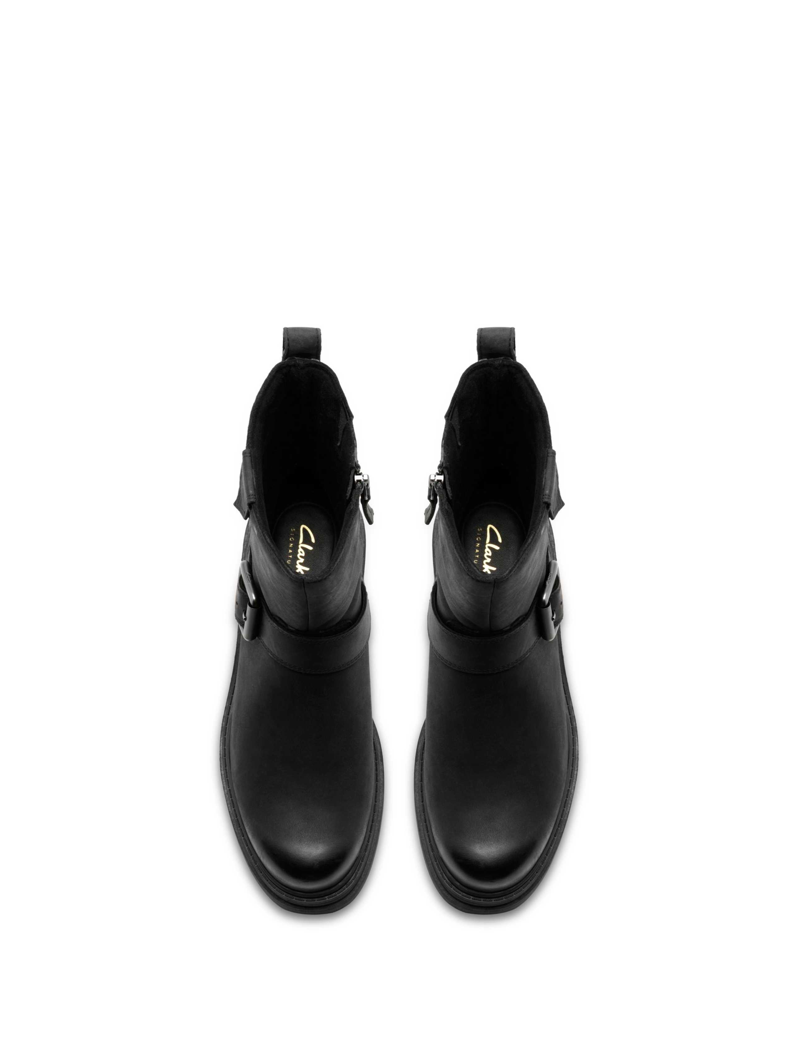 Leather Buckle Block Heel Mid Calf Boots 4 of 6