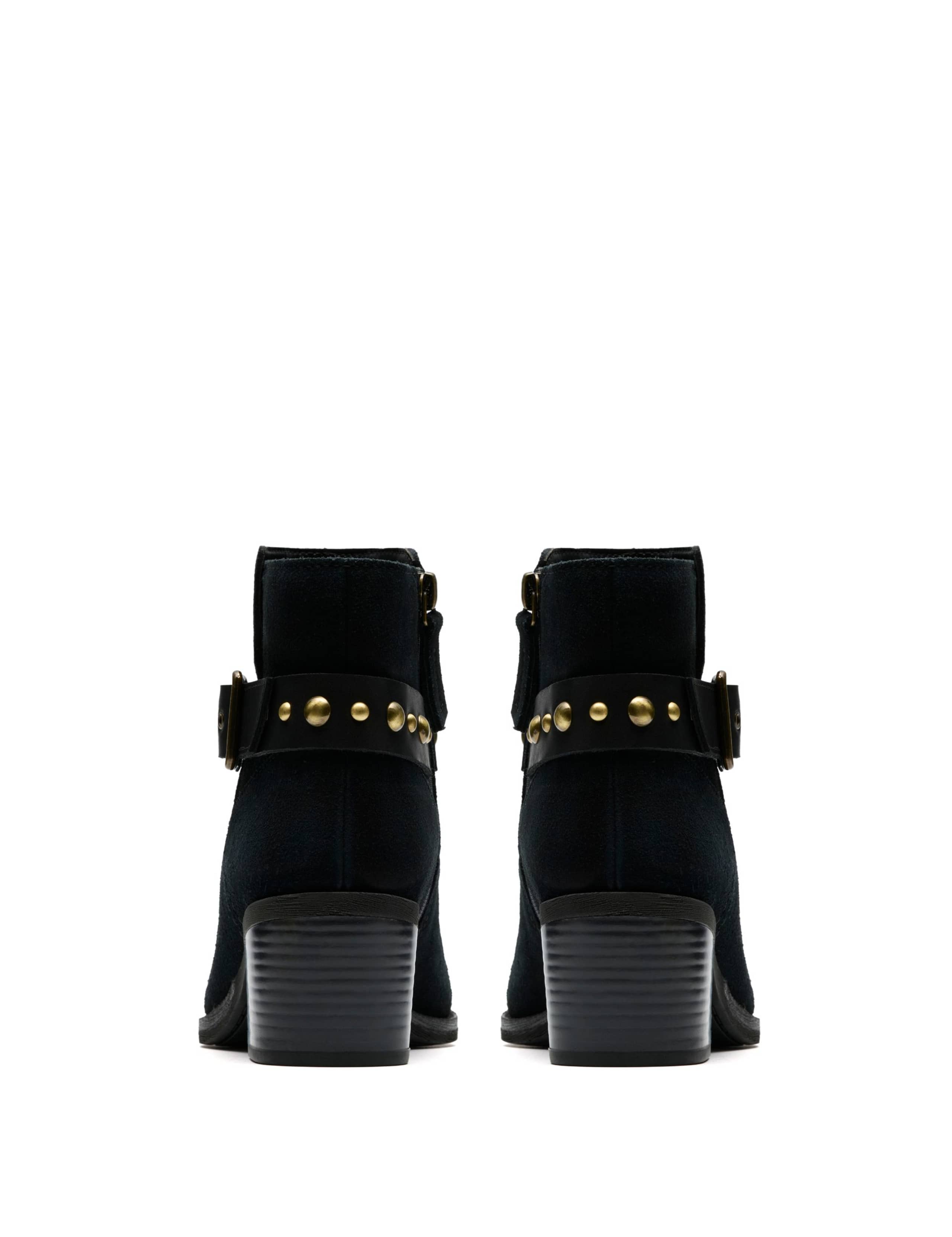 Suede Buckle Block Heel Pointed Ankle Boots 5 of 6