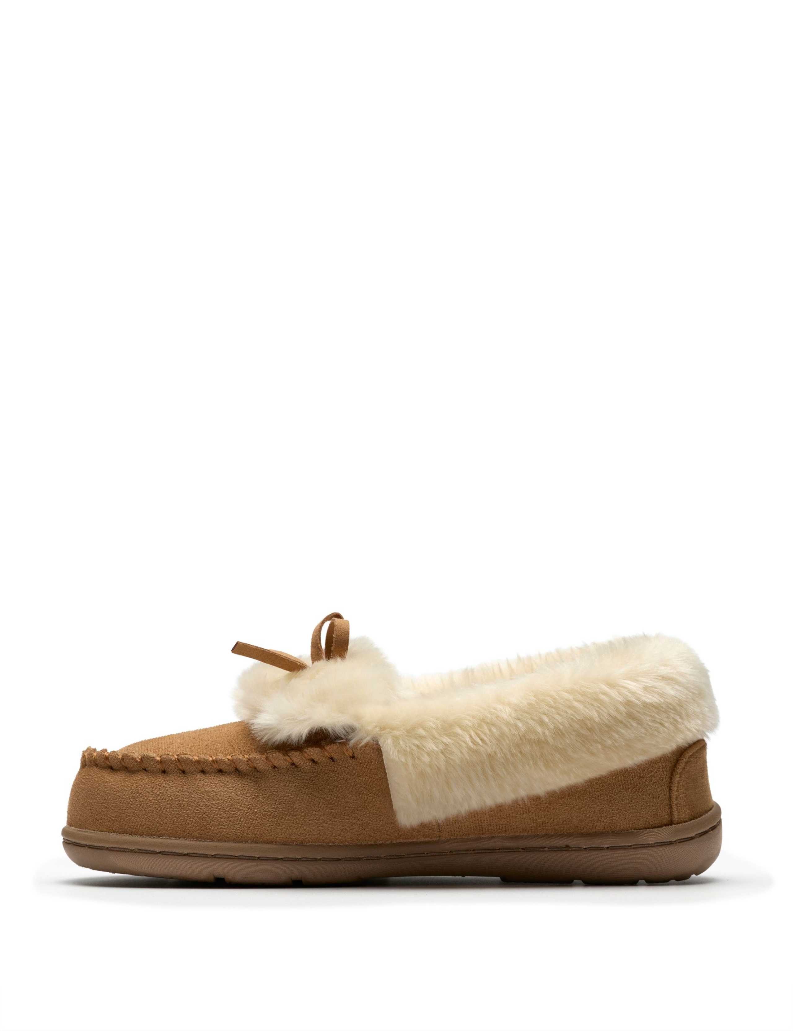 Faux Fur Lined Moccasin Slippers 3 of 6