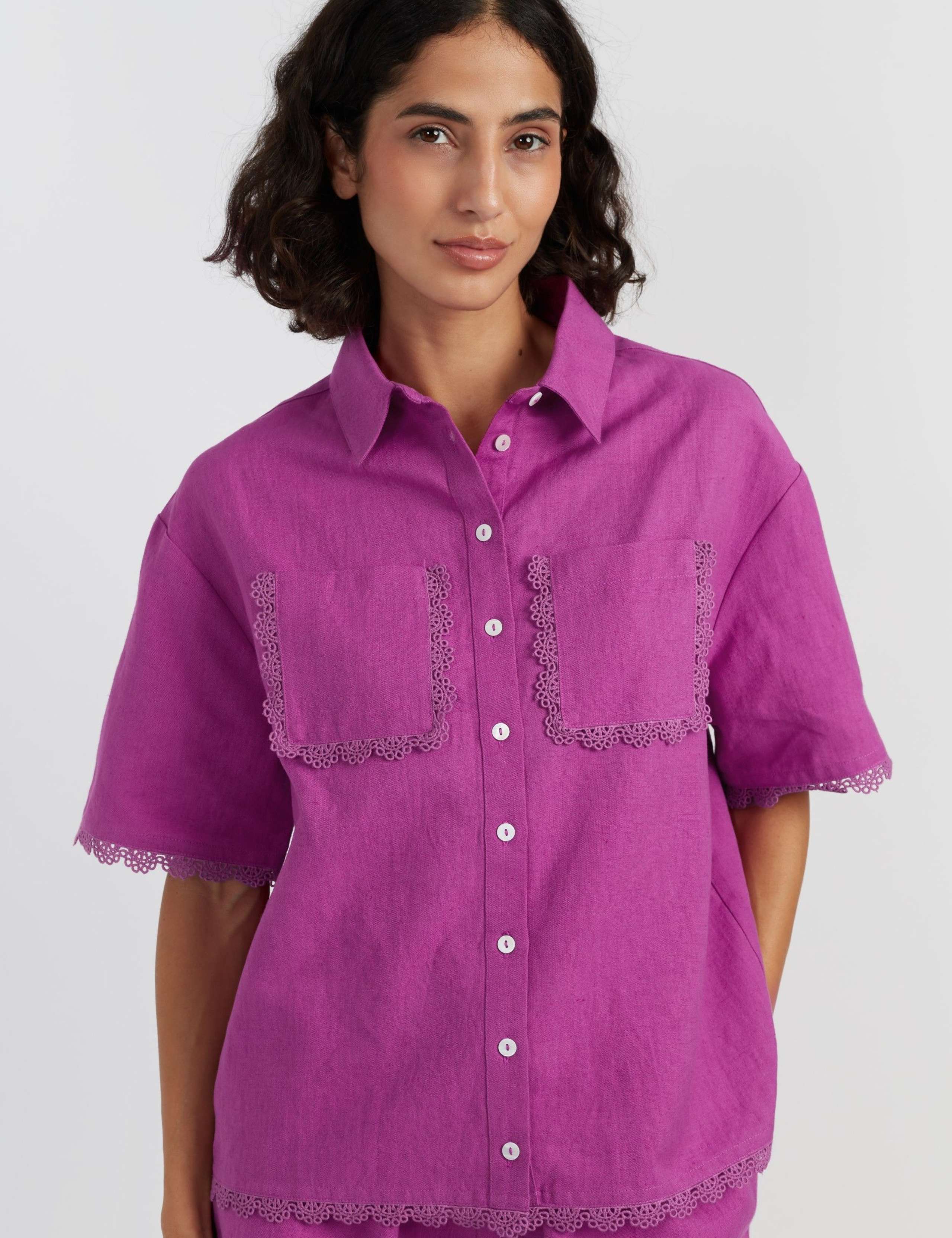 Linen Rich Embroidered Shirt 1 of 5
