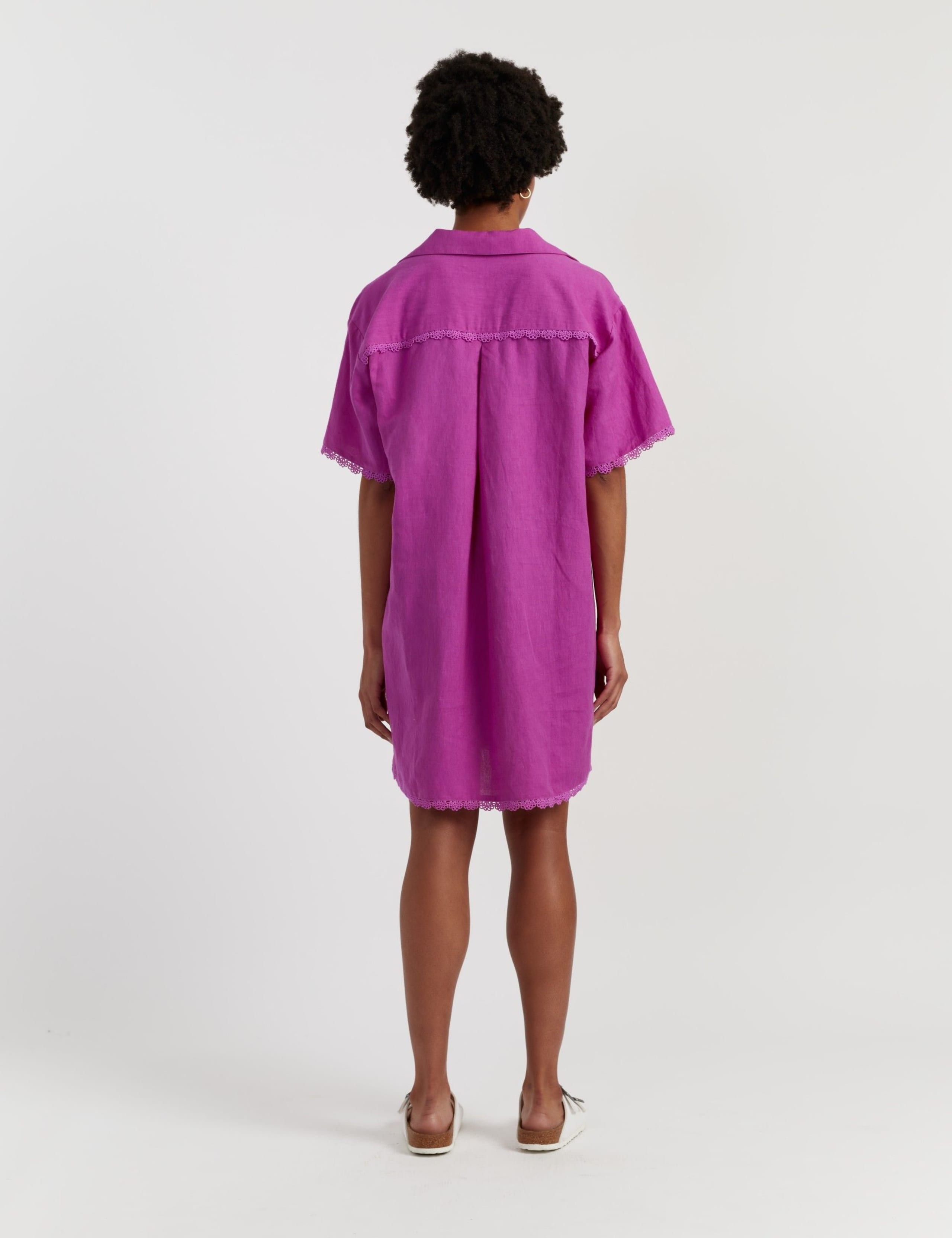 Linen Rich Knee Length Shirt Dress 3 of 5