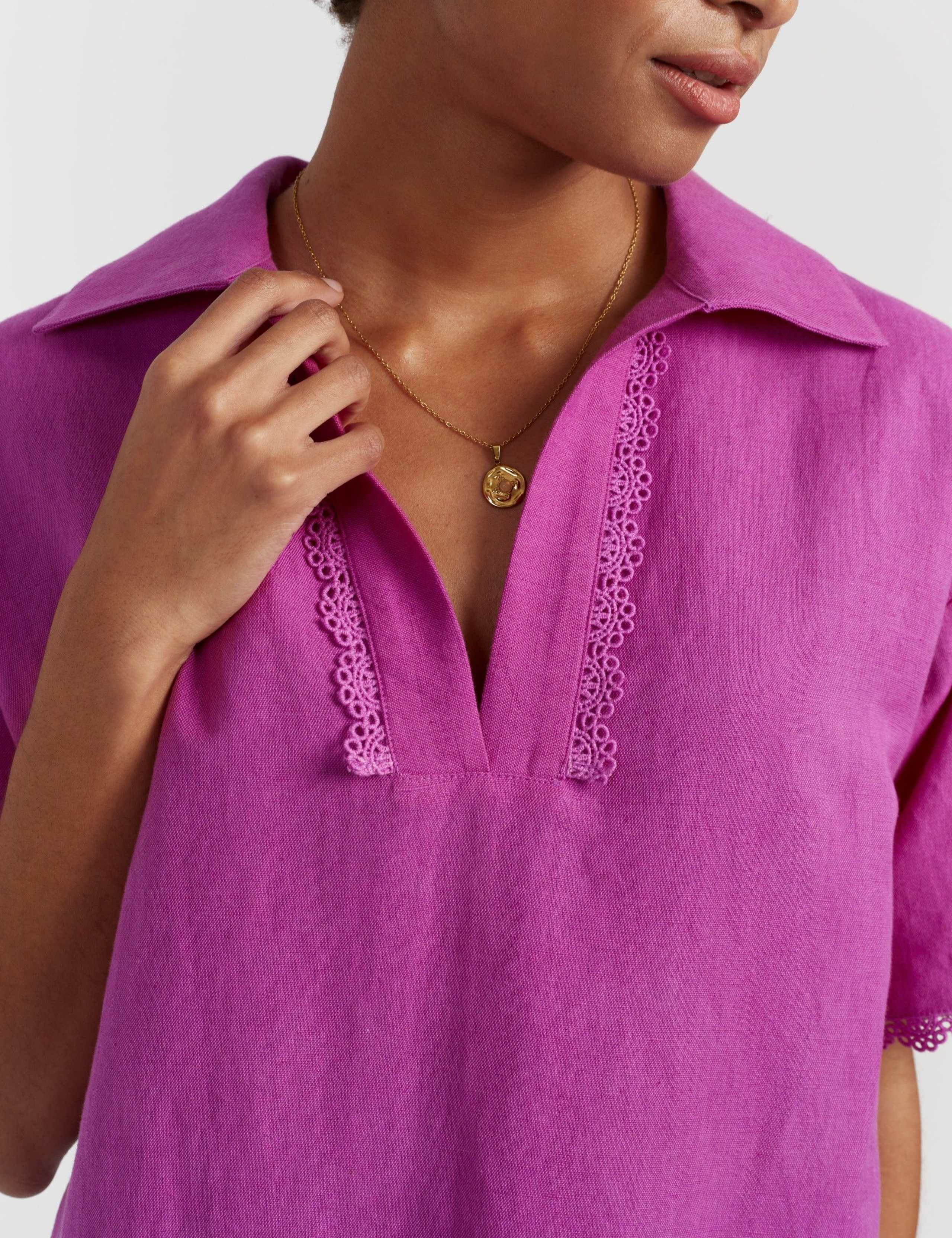 Linen Rich Knee Length Shirt Dress 5 of 5