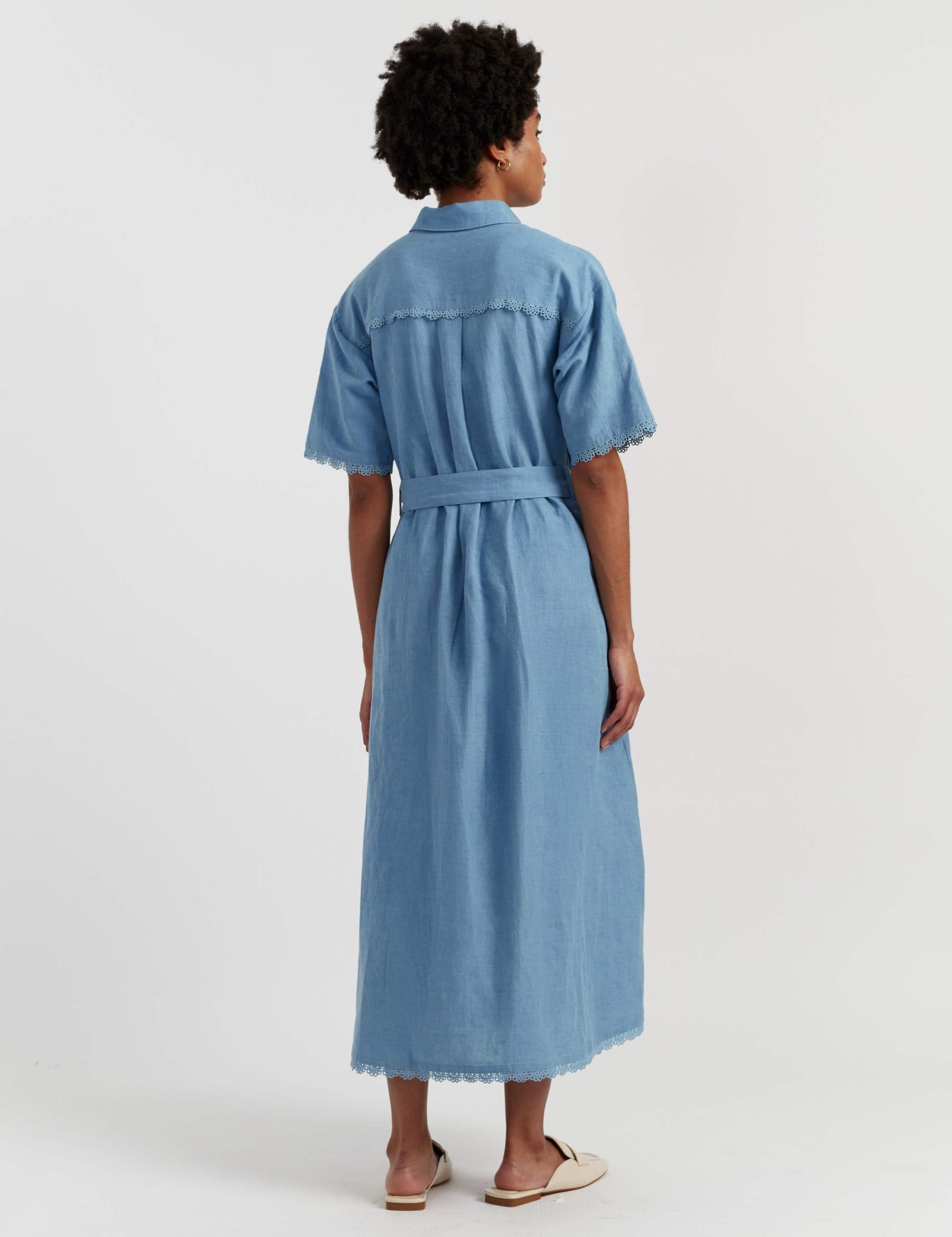 Linen Rich Belted Maxi Shirt Dress 4 of 4