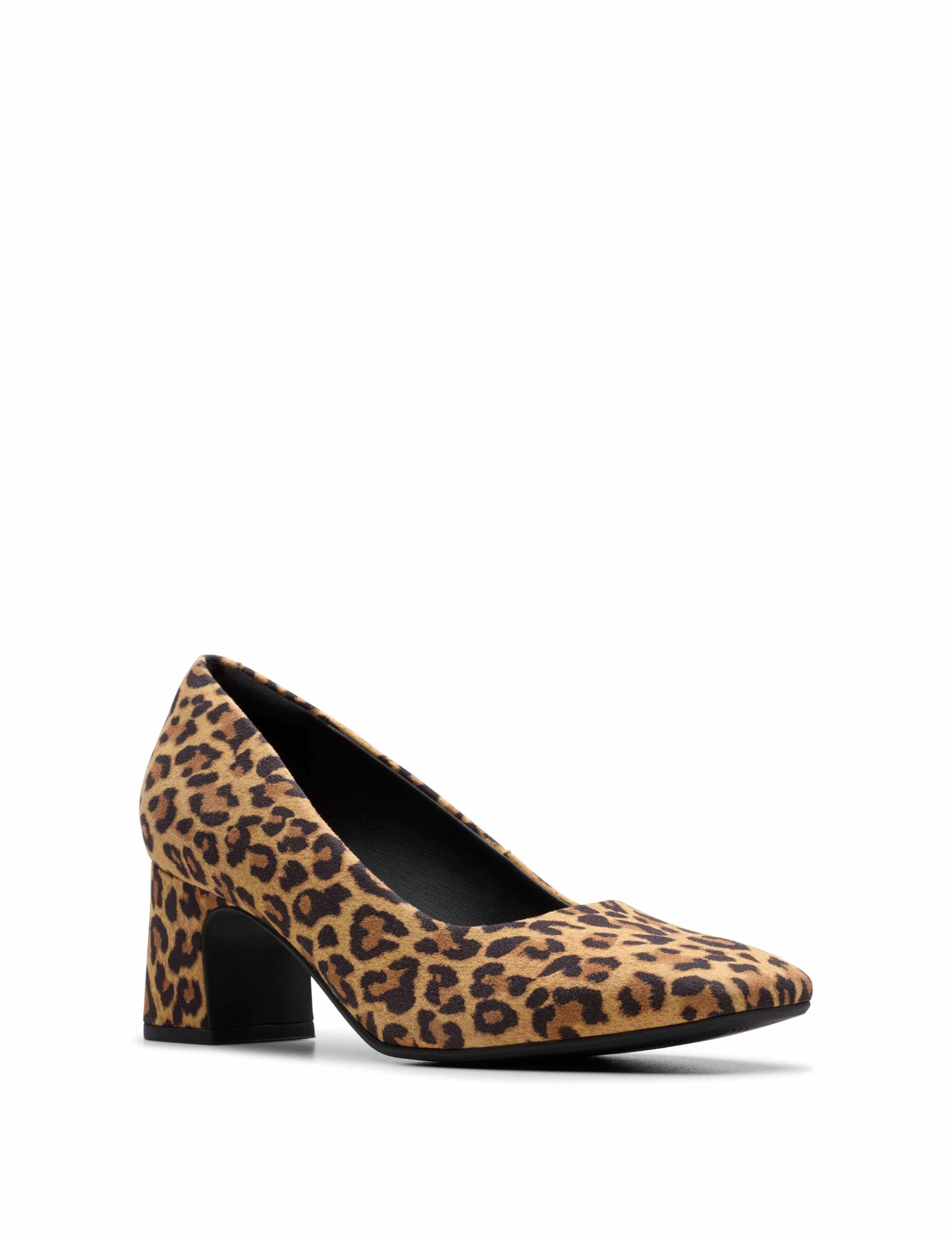Suede Leopard Print Block Heel Court Shoes 2 of 6