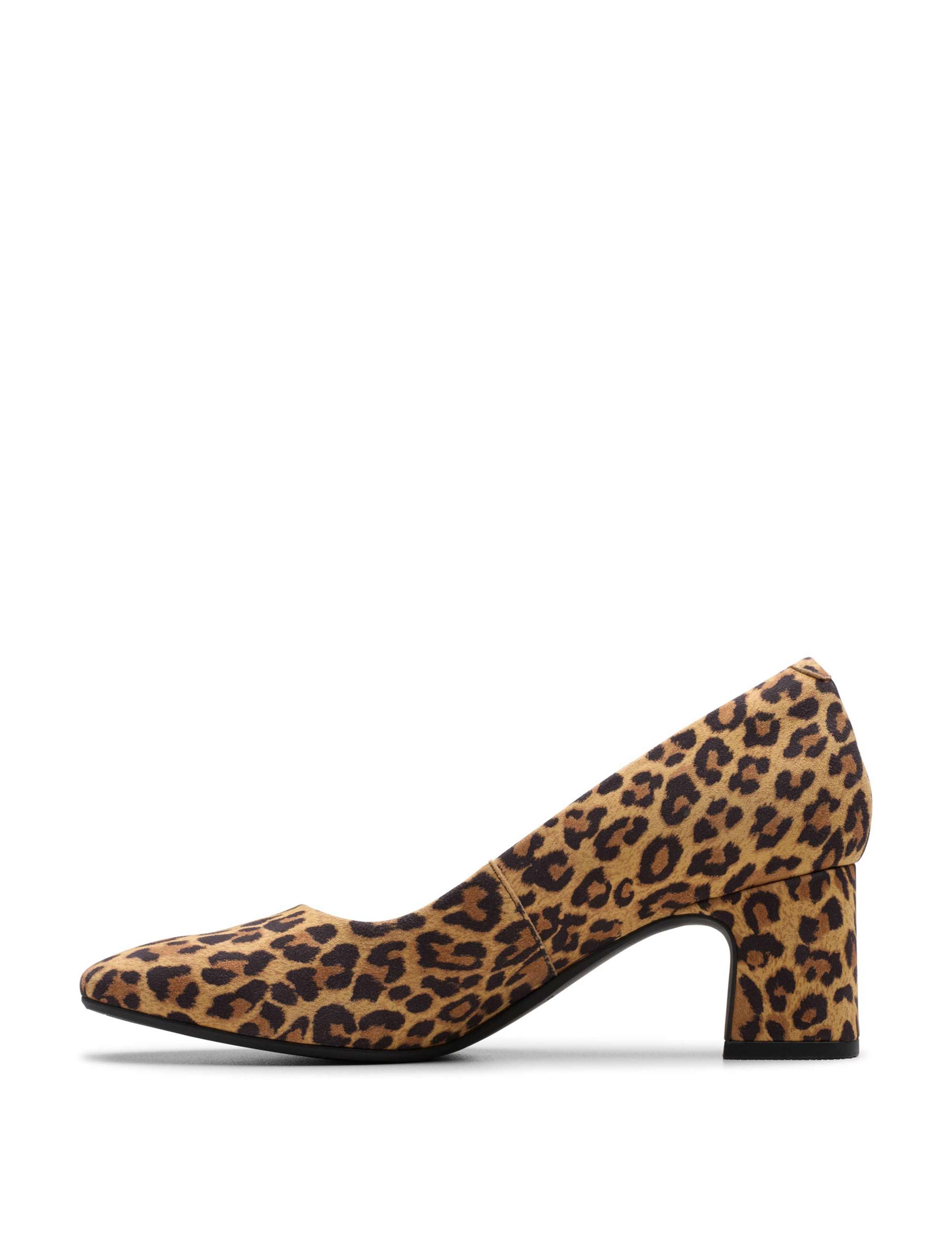 Suede Leopard Print Block Heel Court Shoes 3 of 6