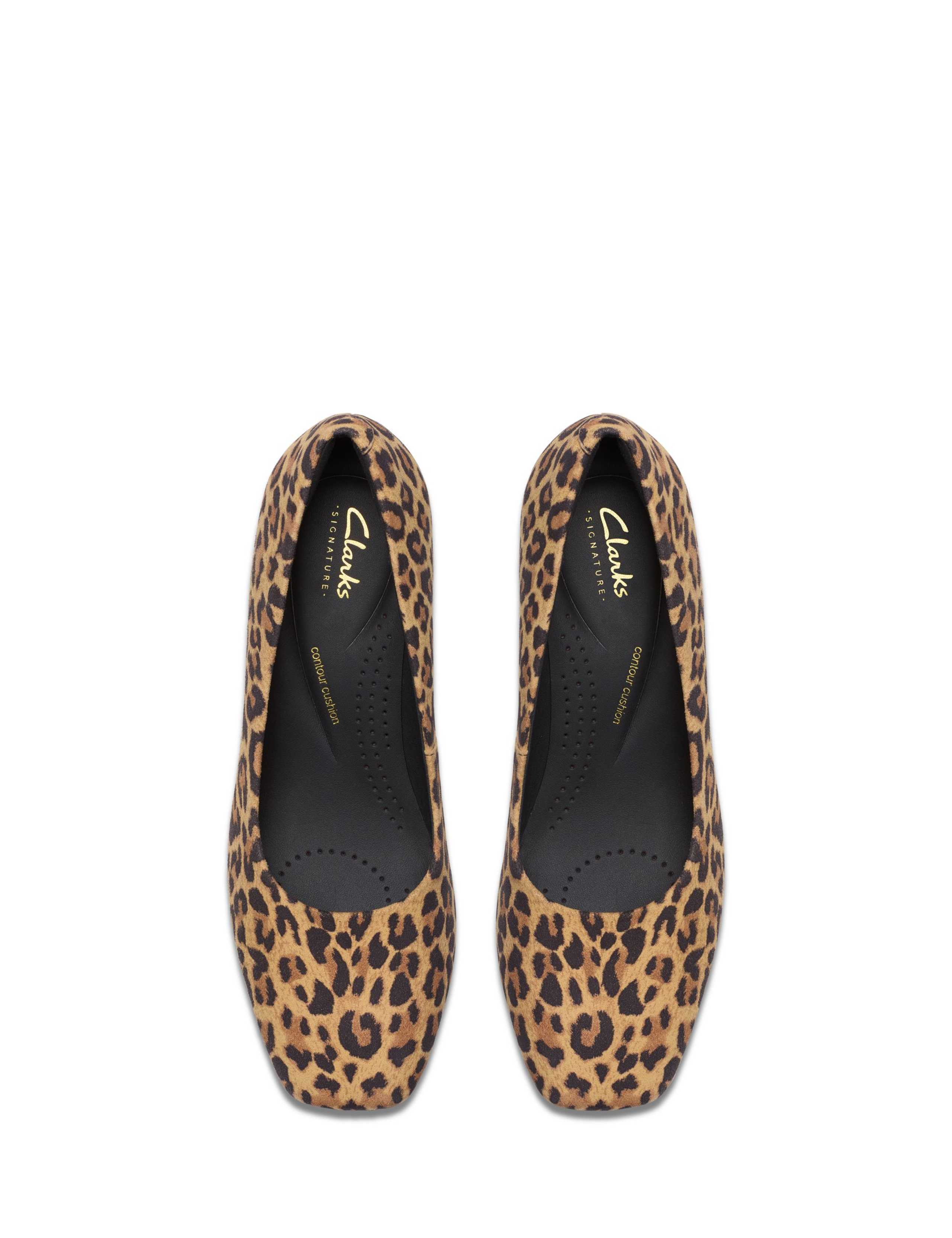 Suede Leopard Print Block Heel Court Shoes 4 of 6