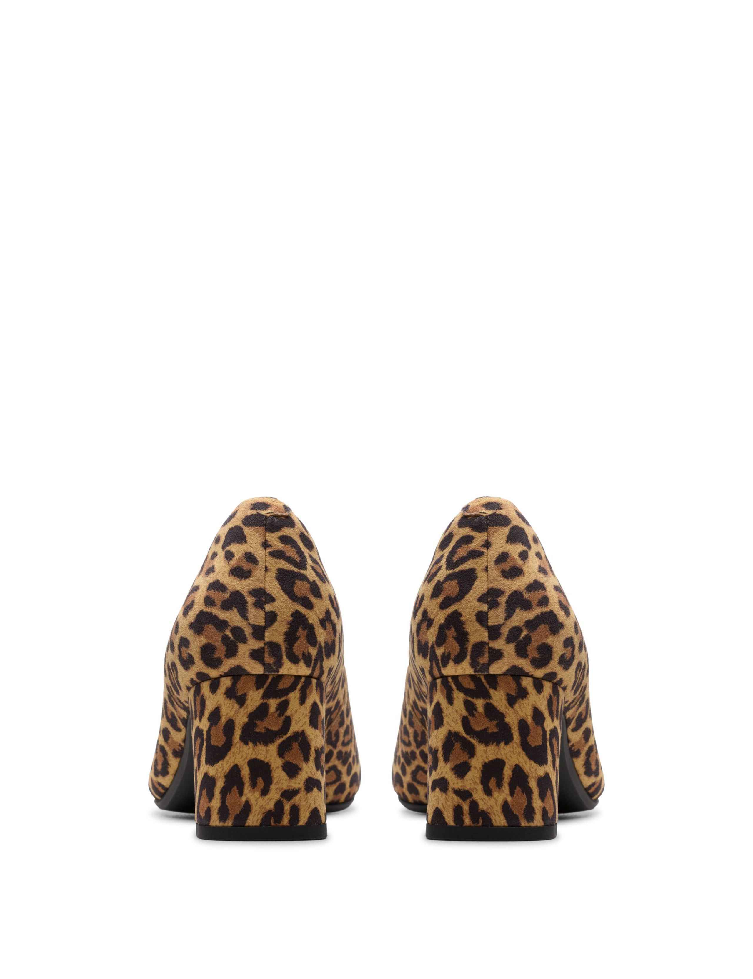 Suede Leopard Print Block Heel Court Shoes 5 of 6