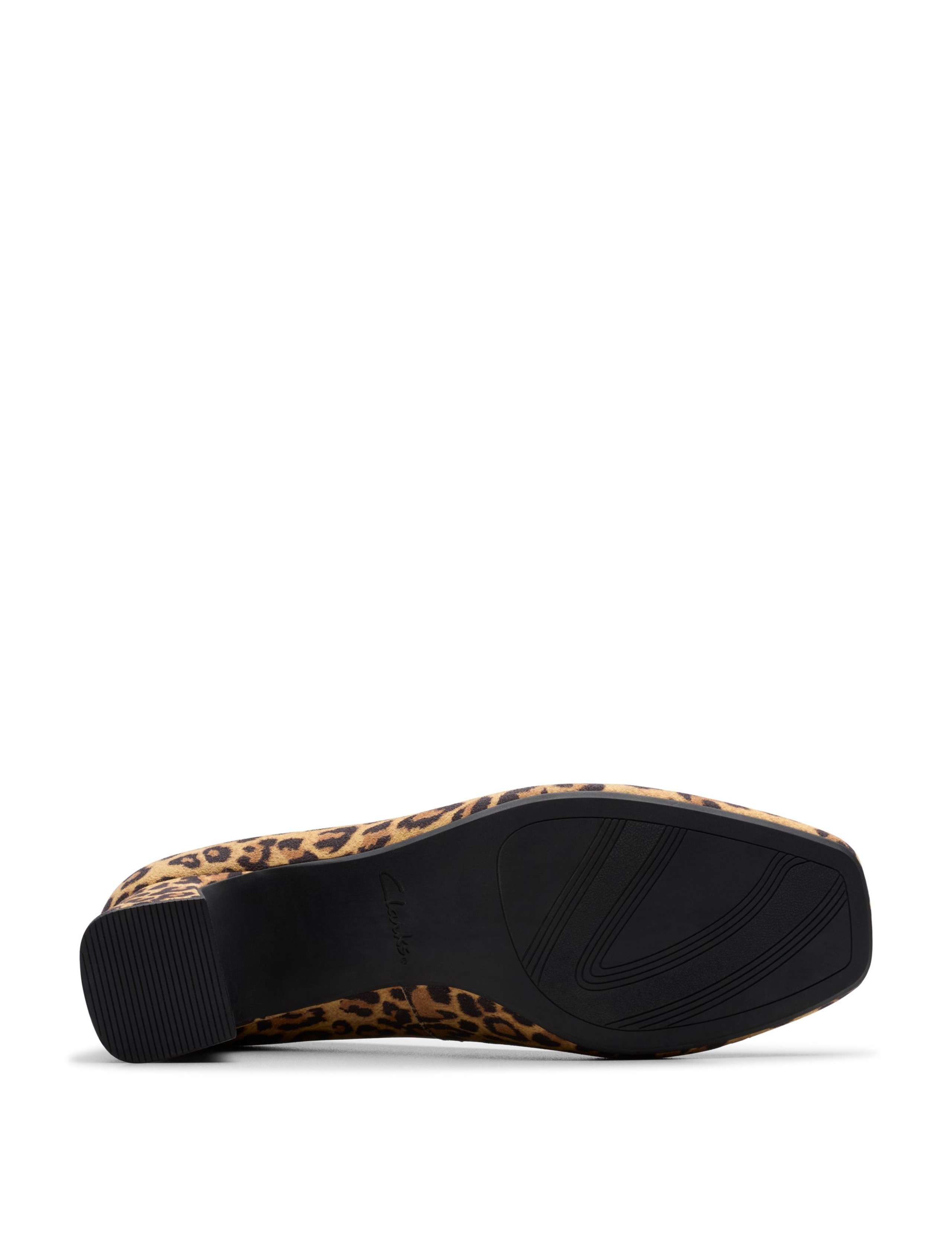 Suede Leopard Print Block Heel Court Shoes 6 of 6