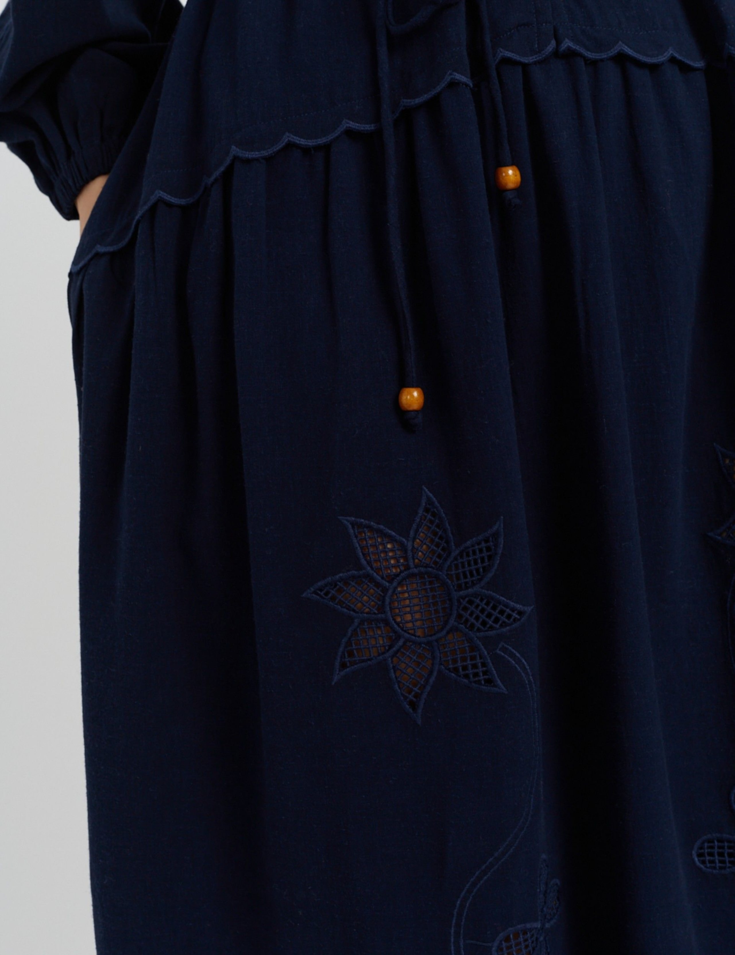 Broderie Maxi Waisted Dress with Linen 5 of 5