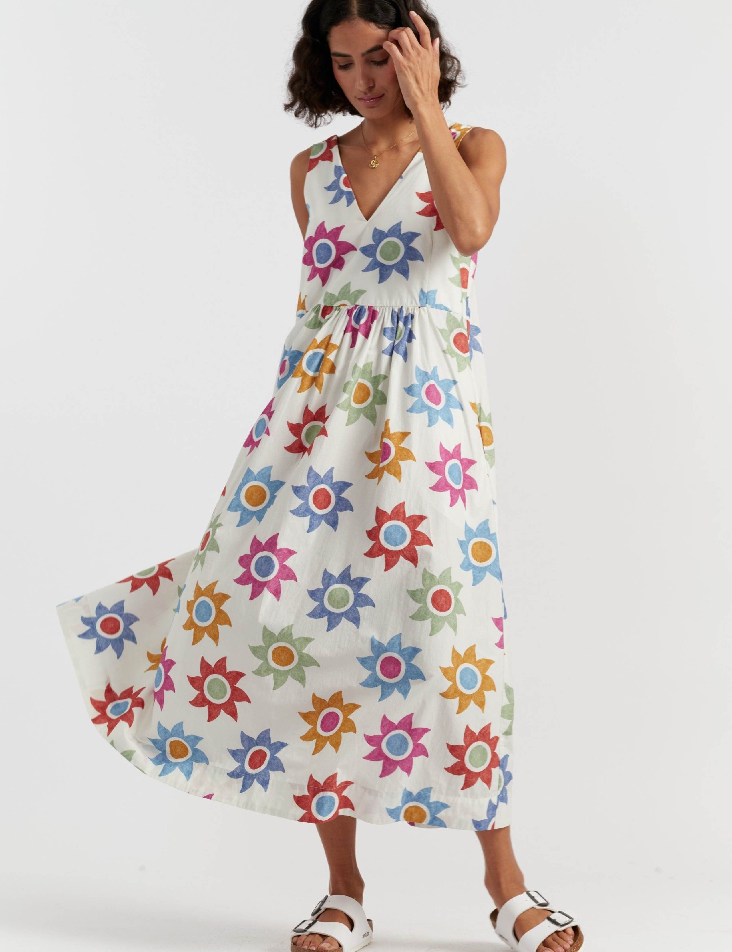 Pure Cotton Floral V-Neck Maxi Skater Dress 3 of 4