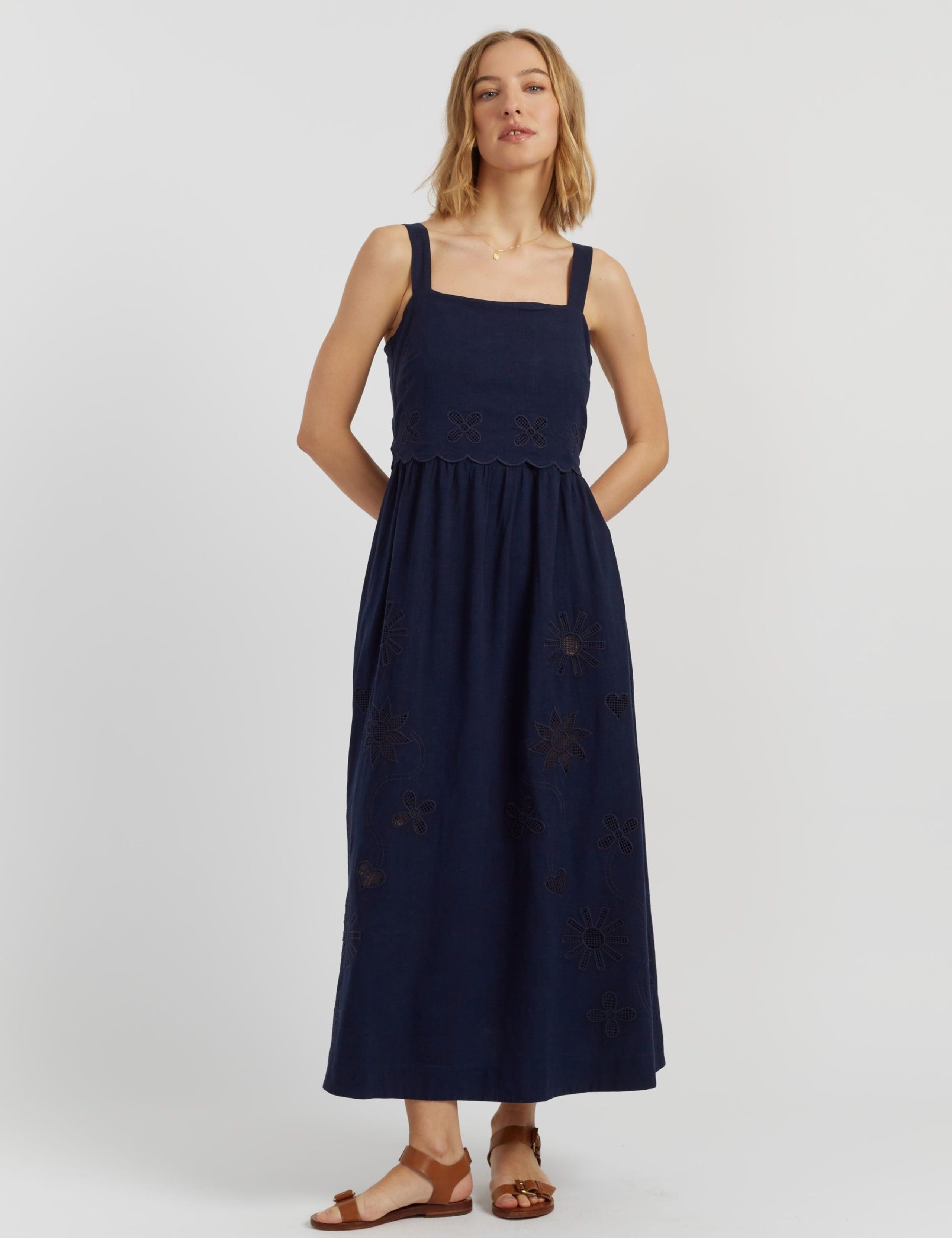 Broderie Square Neck Maxi Waisted Dress 2 of 5