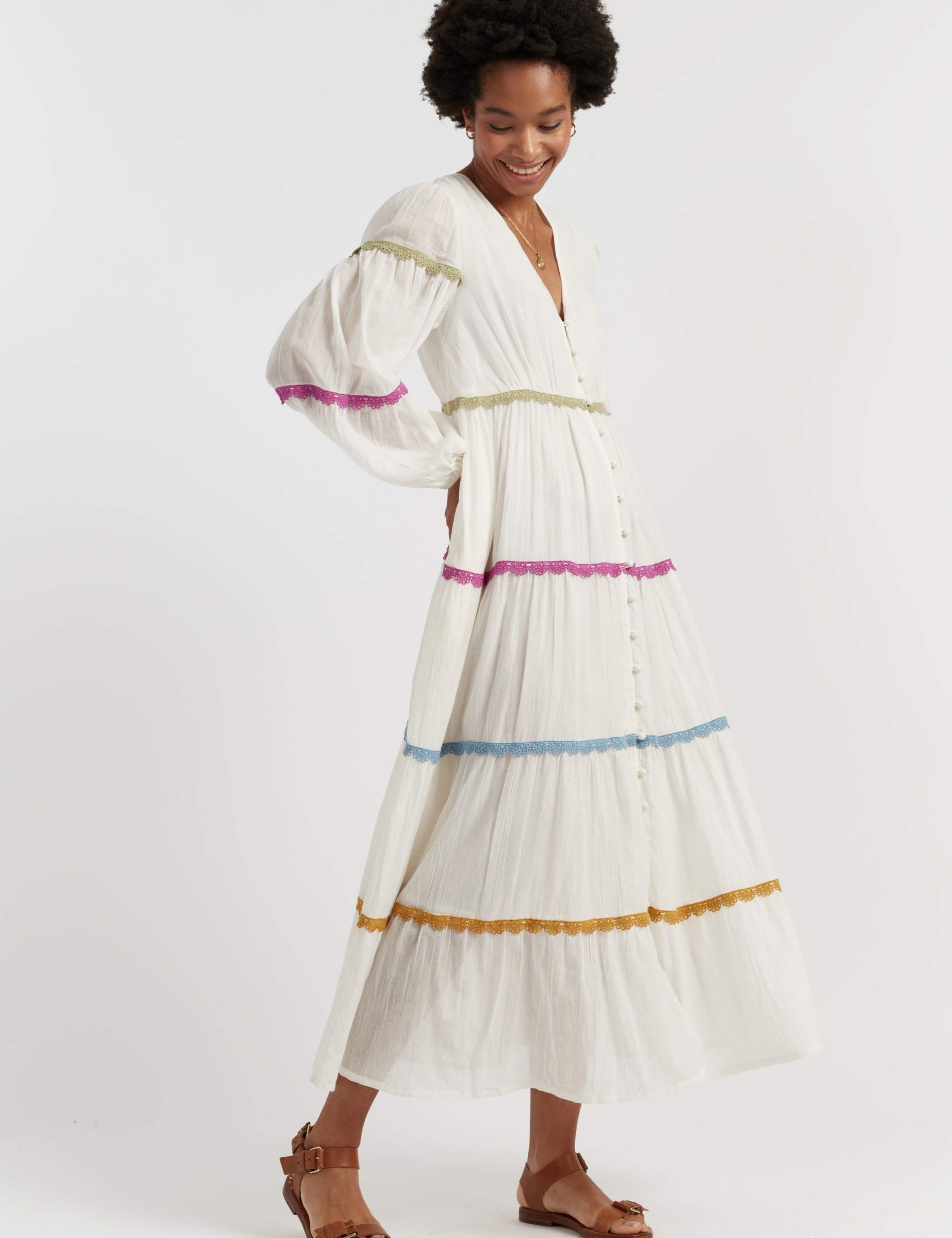 Pure Cotton Embroidered V-Neck Maxi Dress 3 of 4