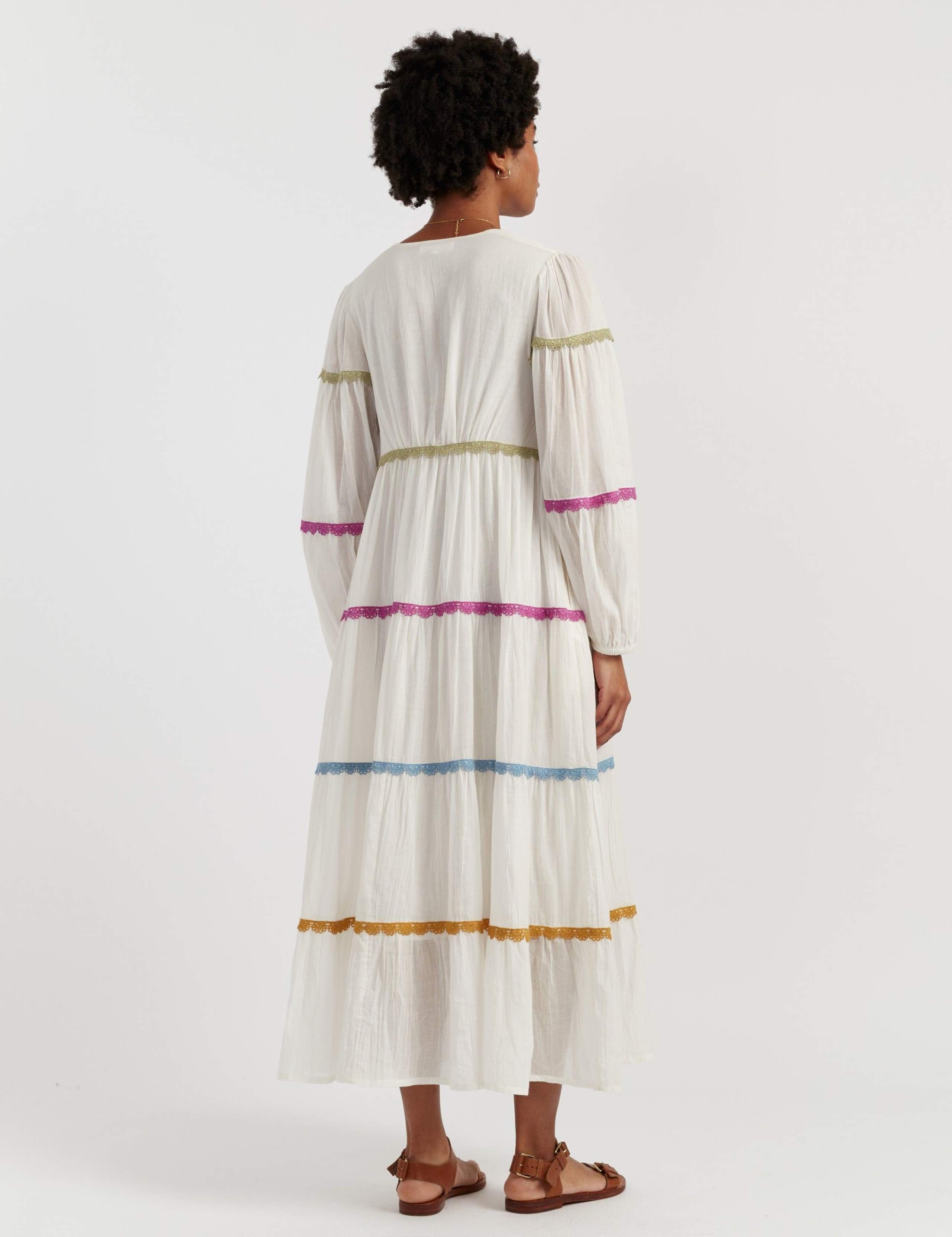 Pure Cotton Embroidered V-Neck Maxi Dress 4 of 4