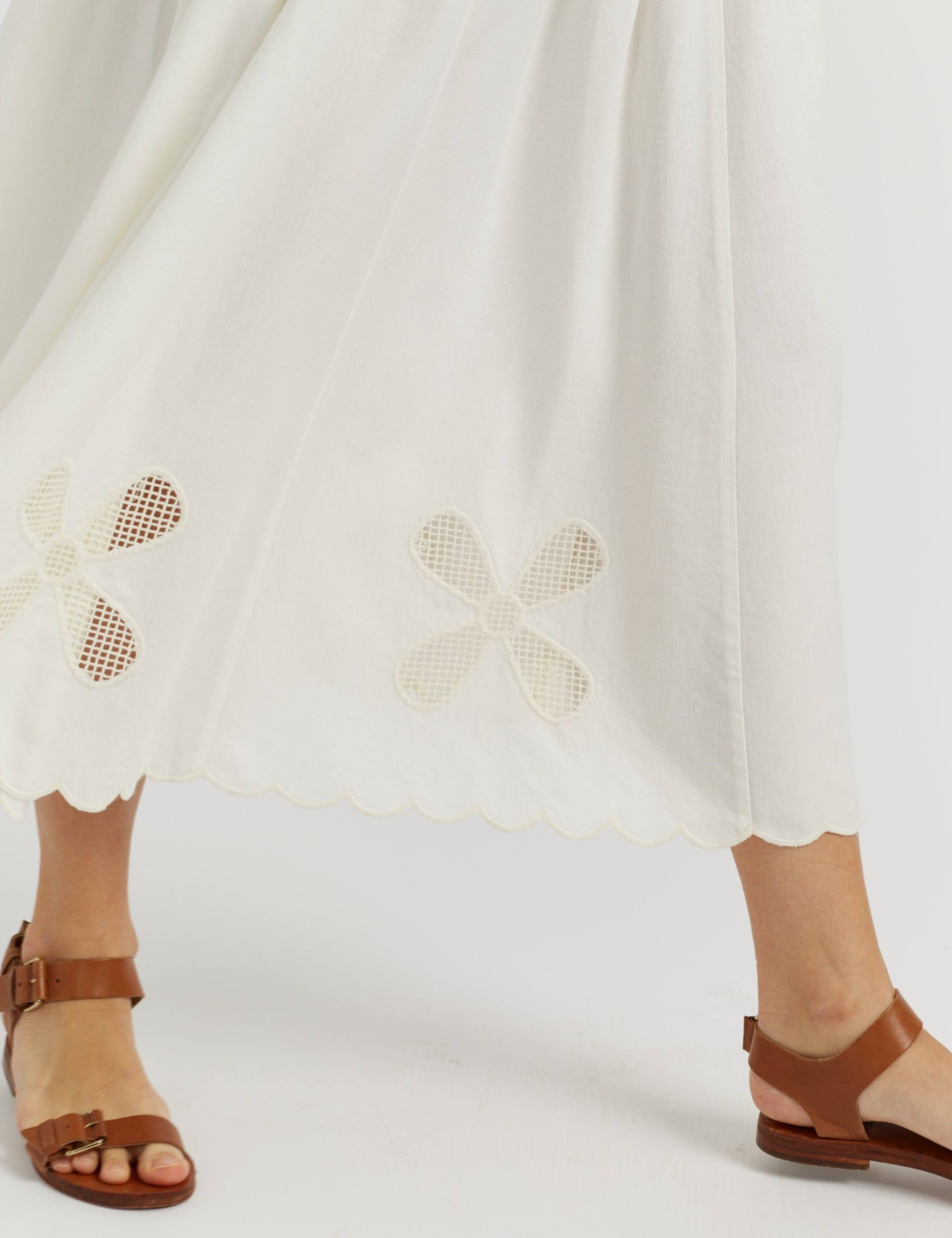 Broderie Midi A-Line Skirt with Linen 5 of 5
