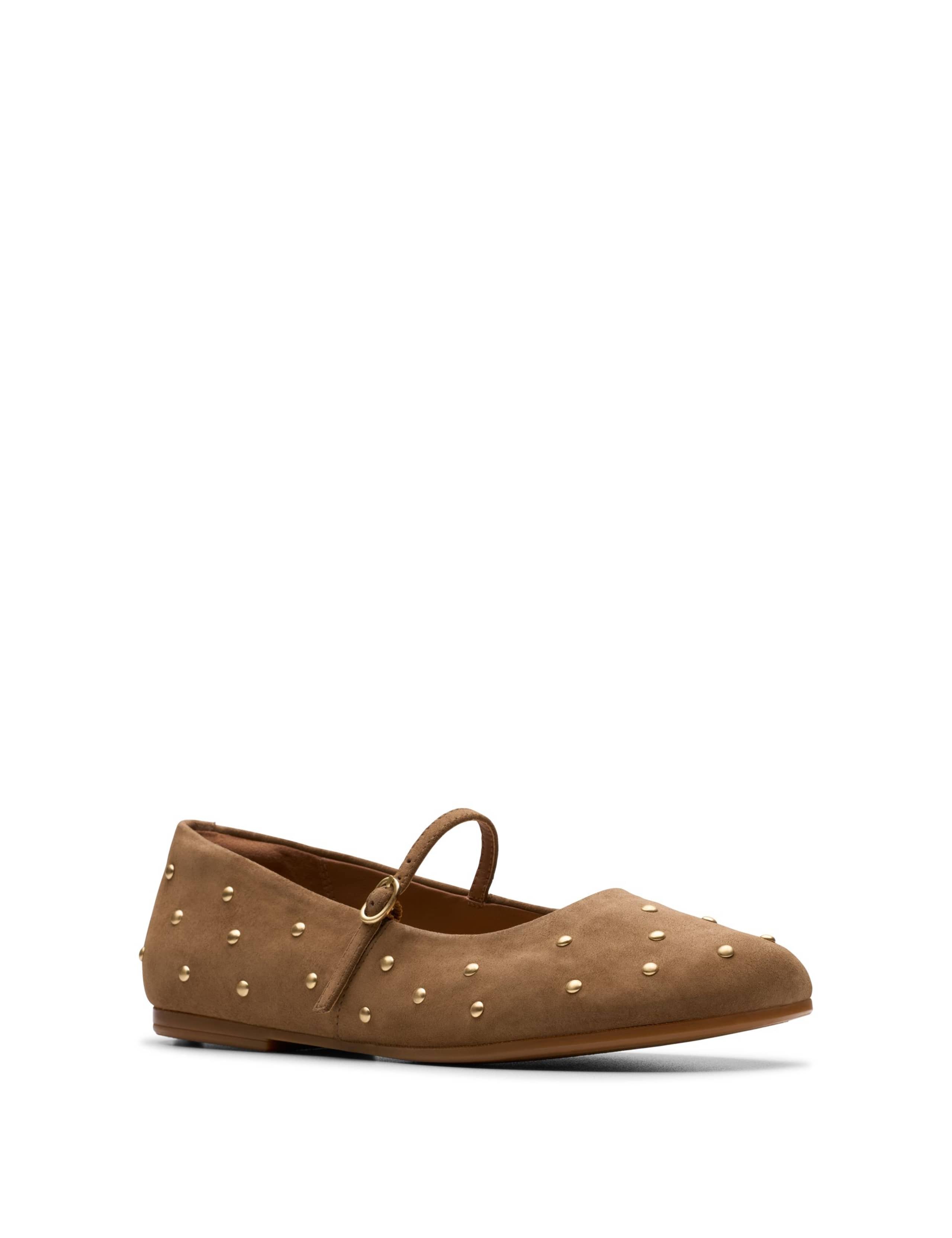 Suede Studded Flat Ballet Pumps 2 of 6